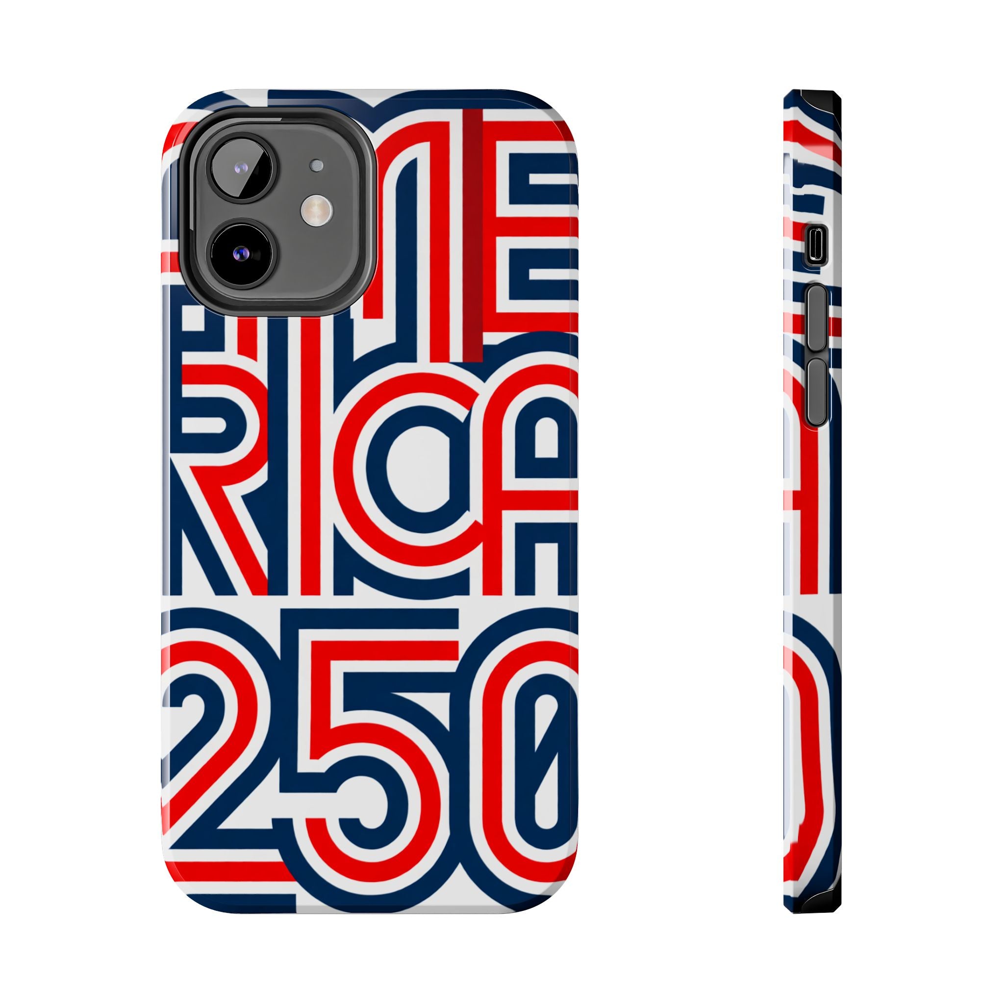 Patriotic 'America 250' Tough Phone Case – Red, White & Blue Retro Typography