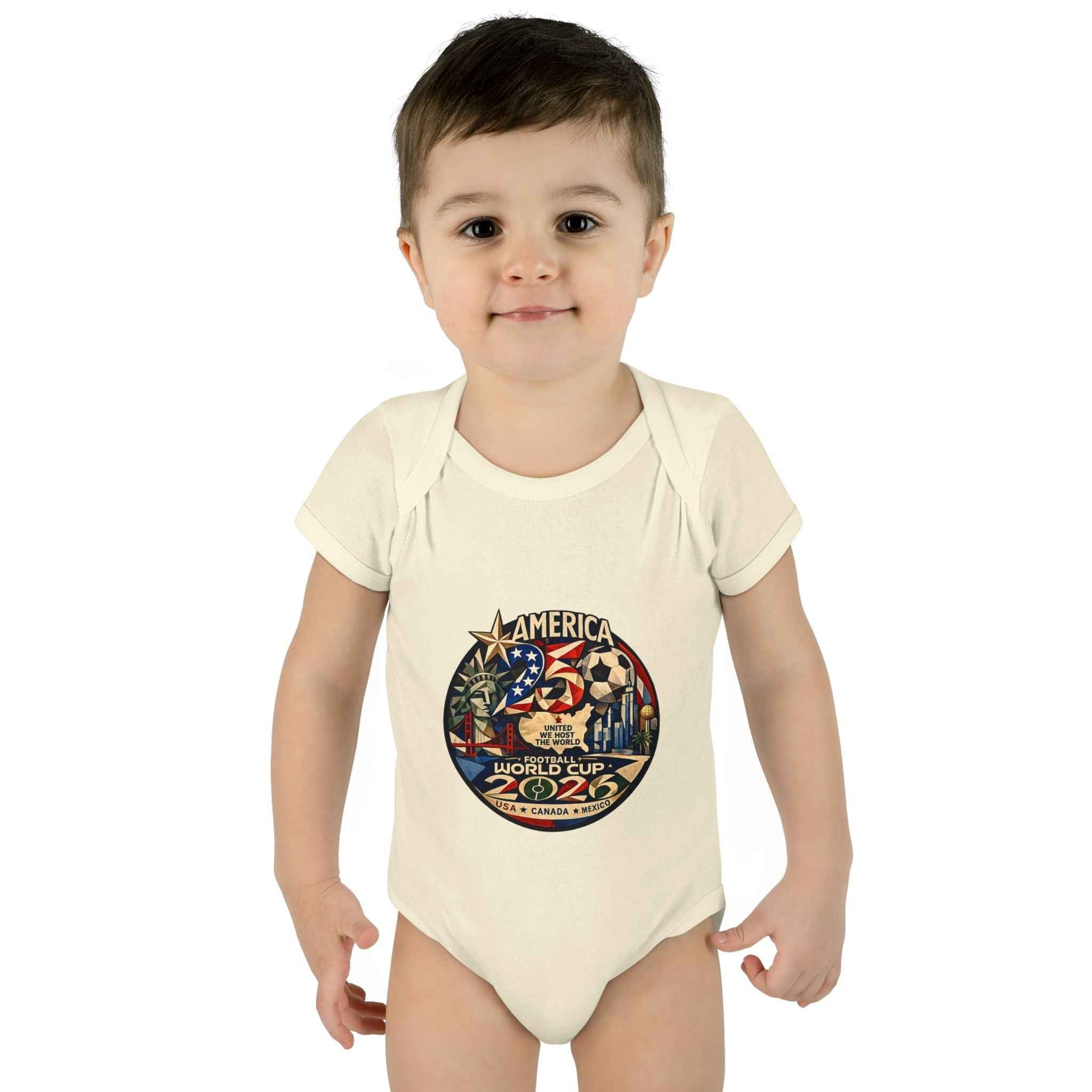 America 250 x FIFA World Cup 2026 Baby Bodysuit — Patriotic Infant Onesie for 250th Anniversary