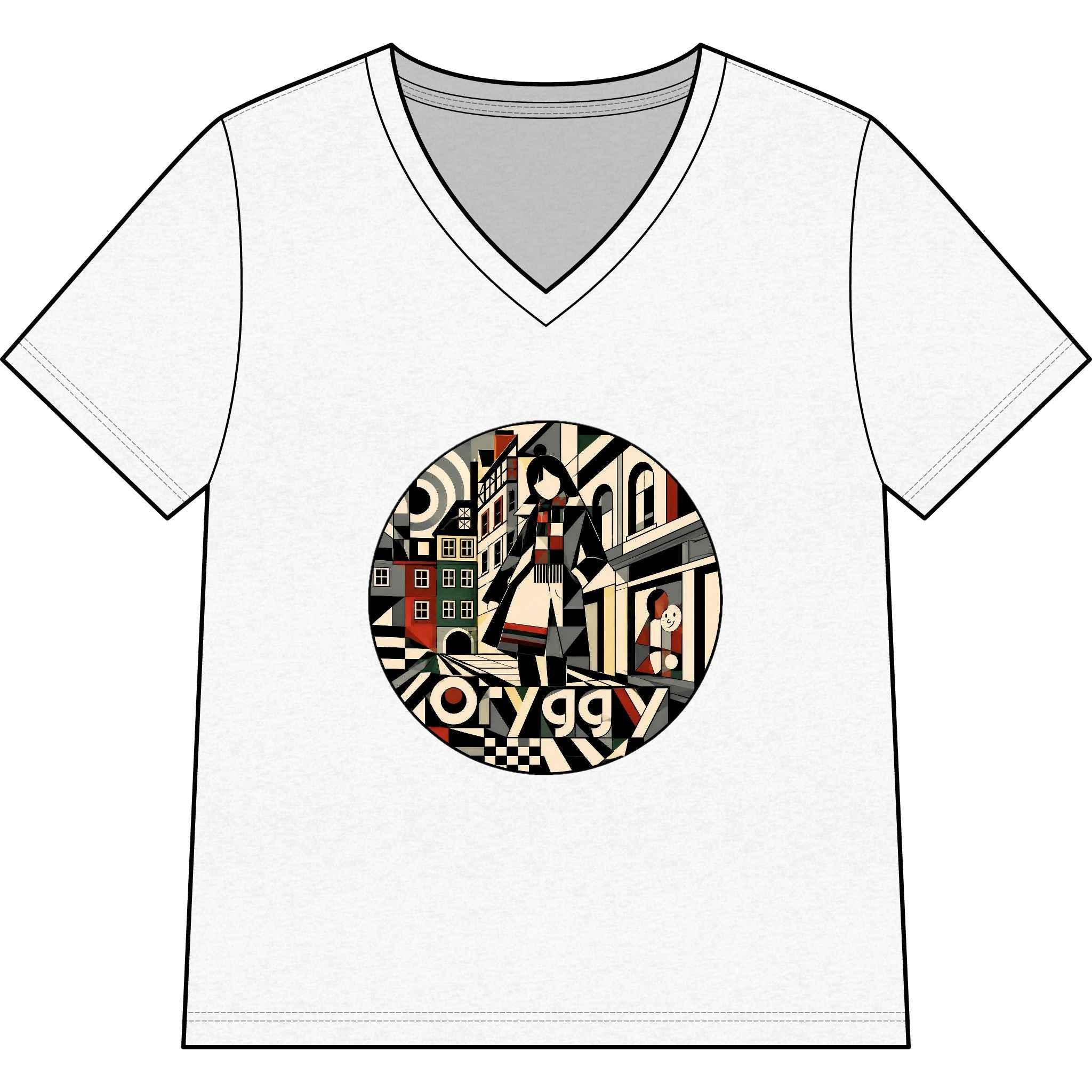 oryggy Originals Summer line Women’s V‑Neck Graphic Tee — Strasbourg Retro Illustration