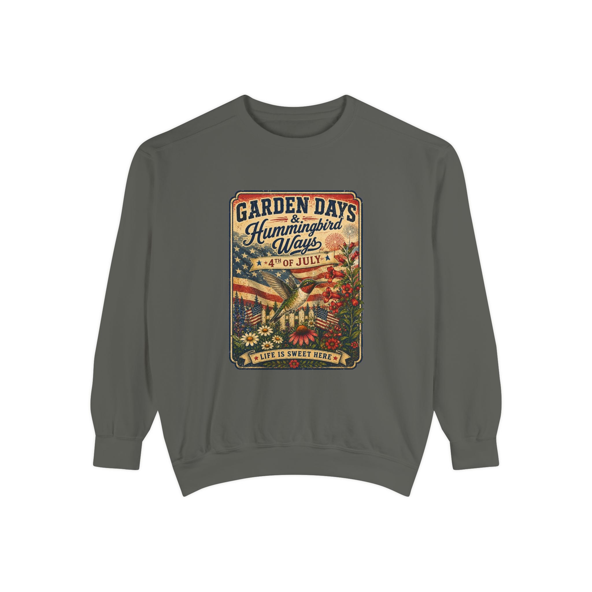 oryggy - america-250-garden-days-summer-sweatshirt-sweet-summer-wings-vintage-floral-4th-of-july-crewneck - Vintage Patriotic Apparel