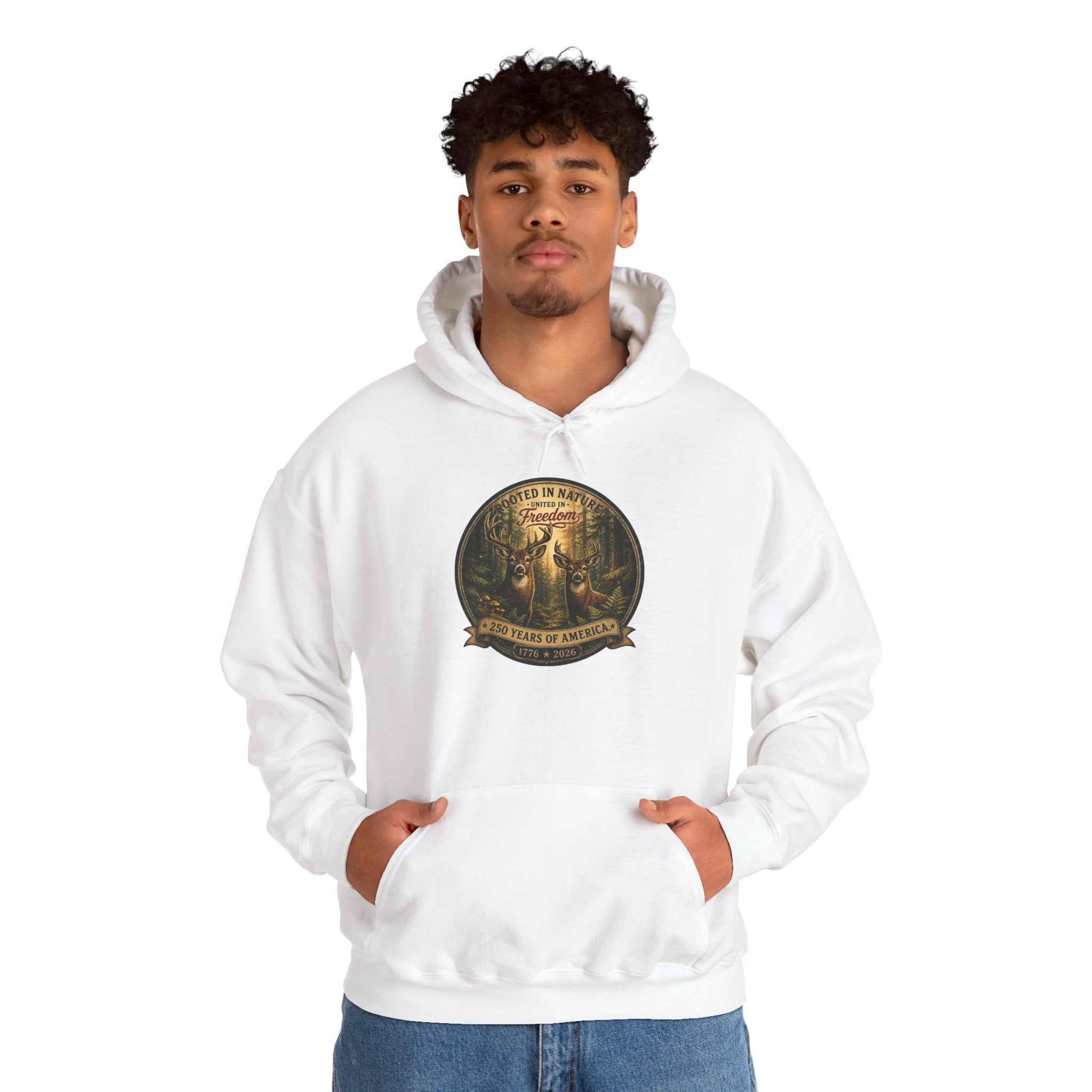 oryggy - america-250-unisex-heavy-blend™-hooded-sweatshirt-rooted-in-nature - Vintage Patriotic Apparel
