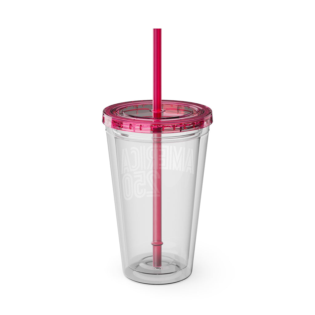 America 250 Tumbler | 16oz Clear Straw Cup