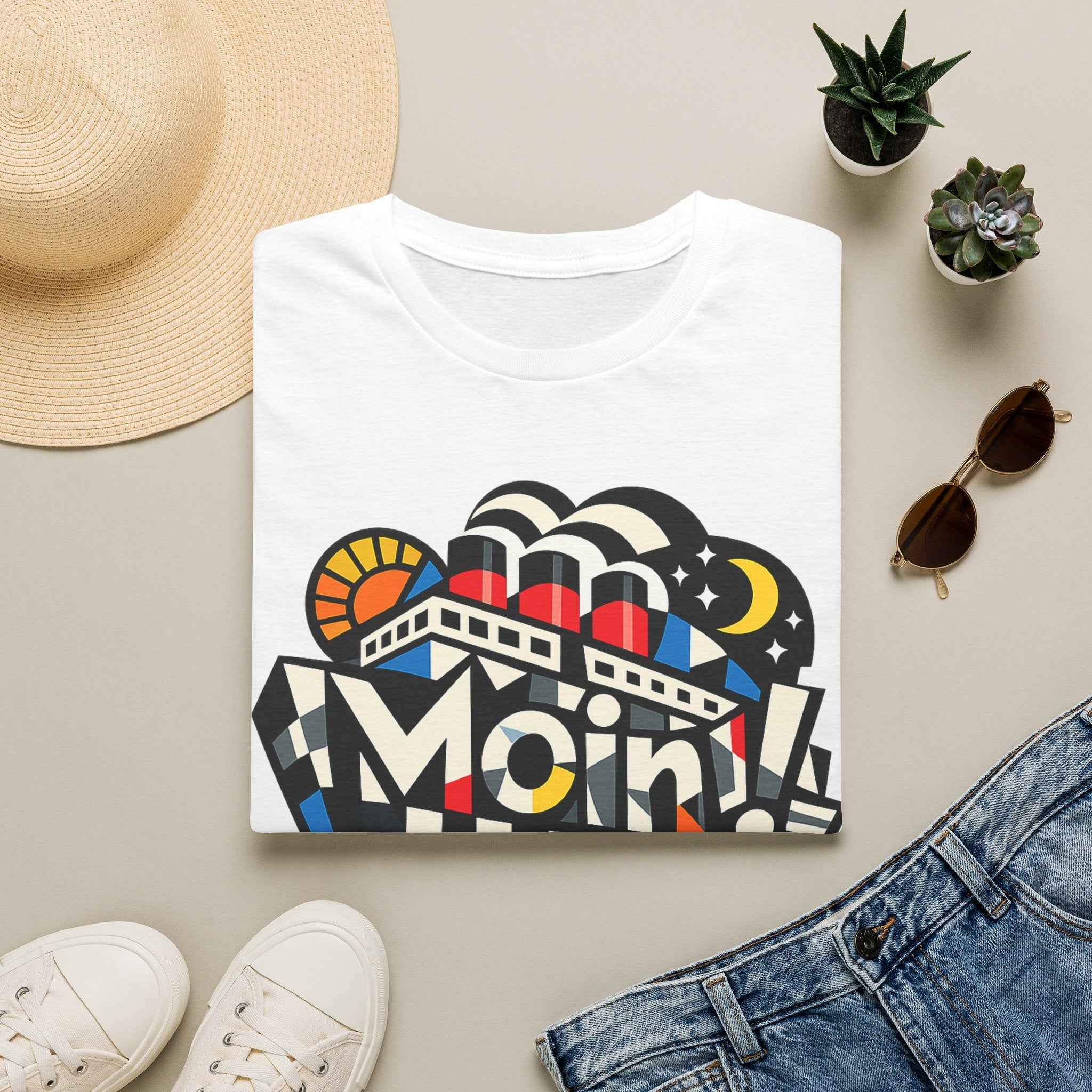 oryggy Originals Summer line T-Shirt — Colorful Retro Nautical 'Moin!' Graphic Tee