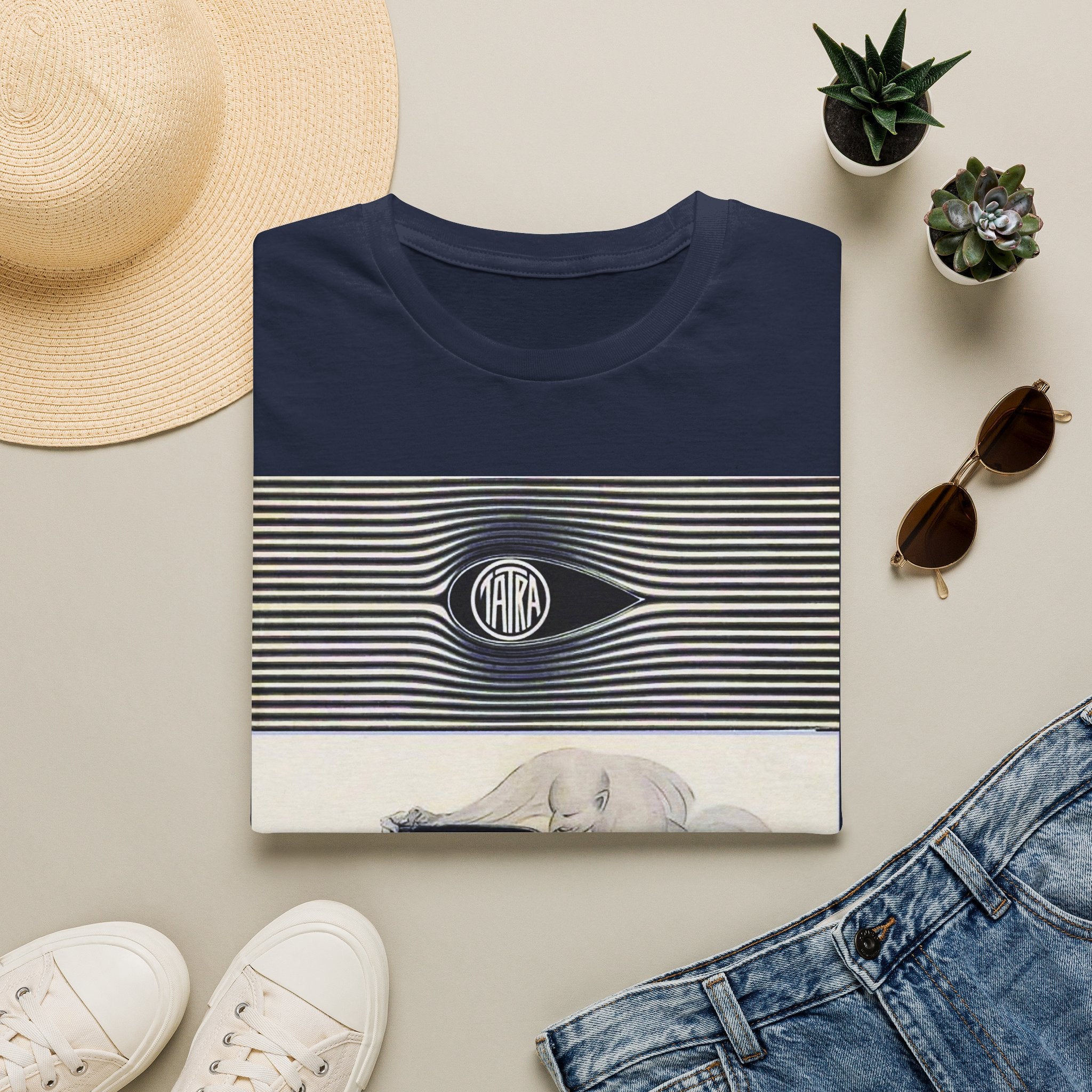 oryggy Originals Summer line Retro Stripes & Classic Car Illustration Tee
