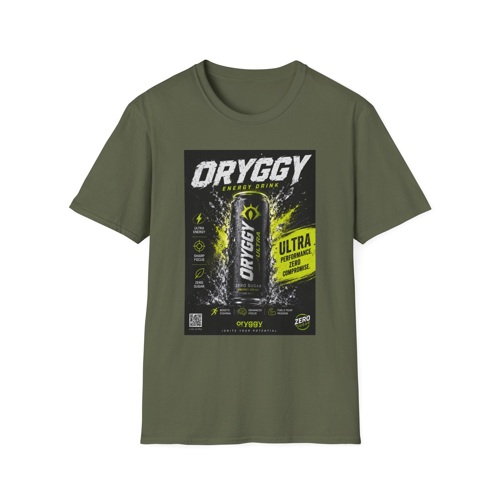 oryggy Originals Summer line Energy Drink T-Shirt — Neon Can Graphic Tee