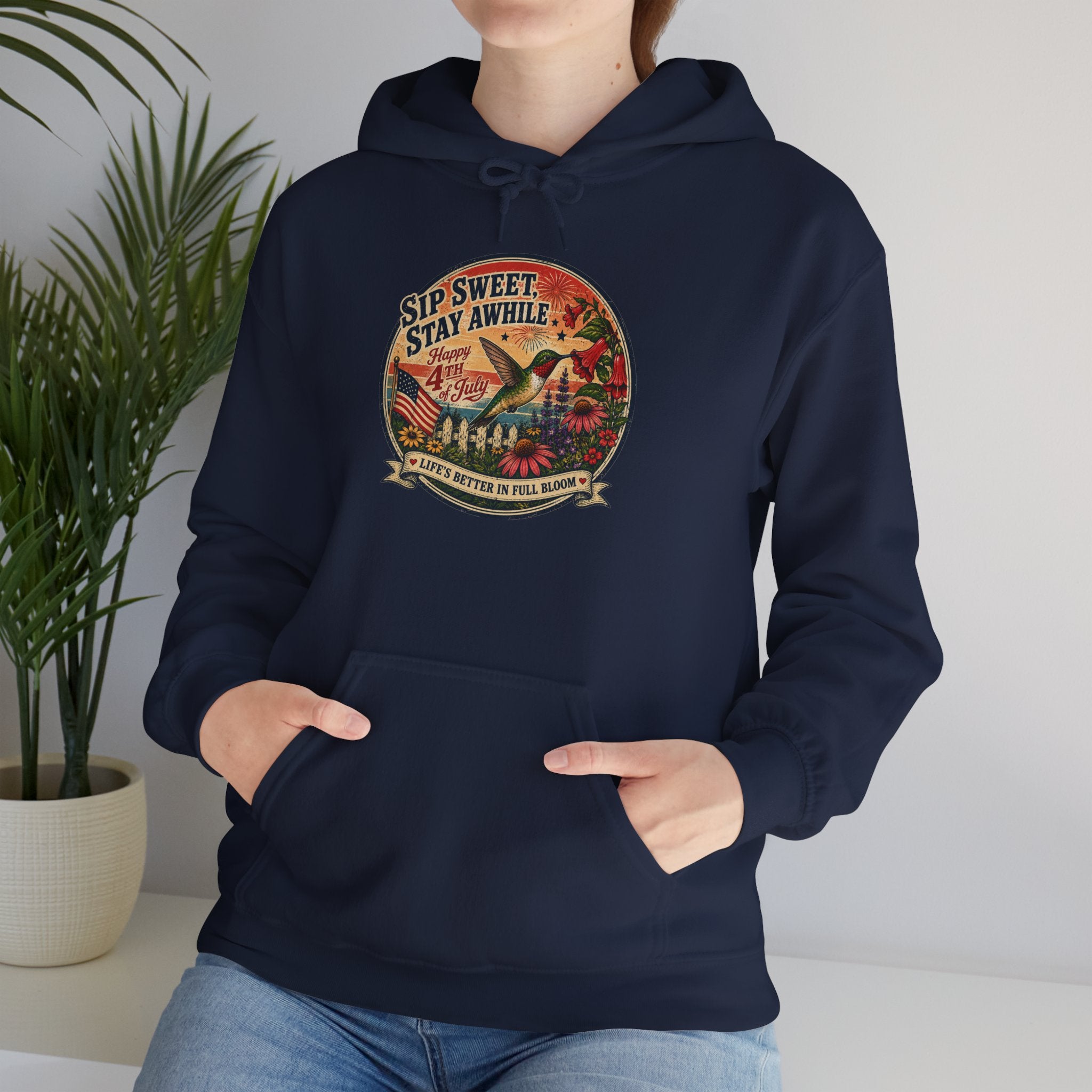 oryggy - america-250-unisex-heavy-blend™-hooded-sweatshirt-hummingbird-tee - Vintage Patriotic Apparel
