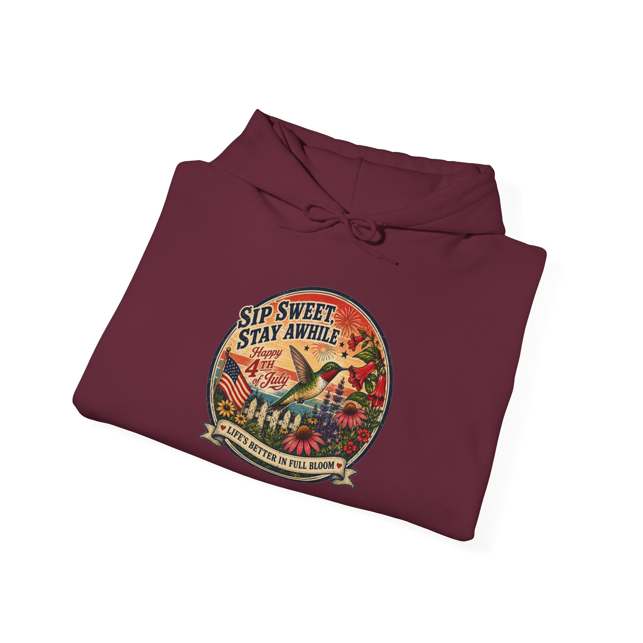 oryggy - america-250-unisex-heavy-blend™-hooded-sweatshirt-hummingbird-tee - Vintage Patriotic Apparel