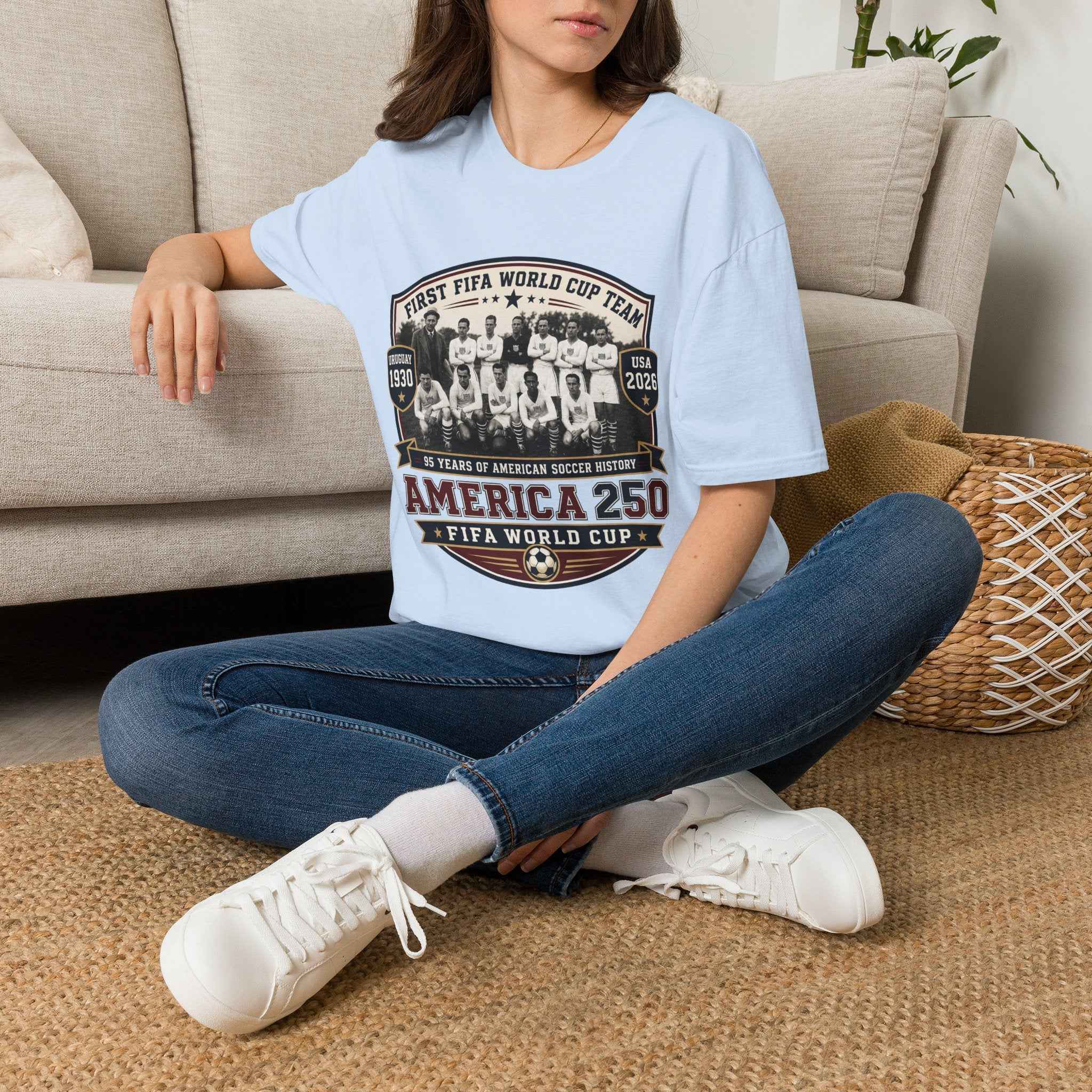 America 250 x FIFA World Cup 2026 USA Soccer Vintage Team T-Shirt — Uruguay 1930 Retro Soccer Tee