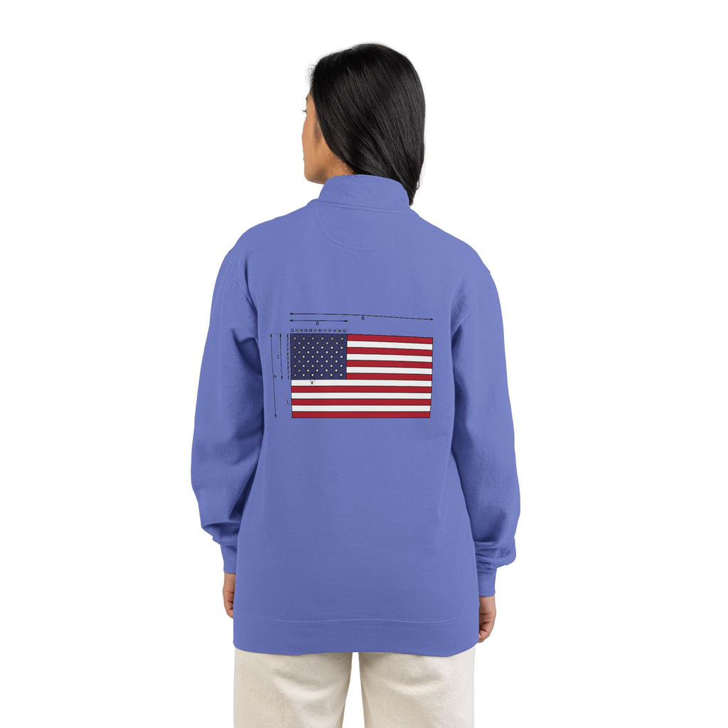 Quarter-Zip Sweatshirt — American Flag '250' Chest Logo