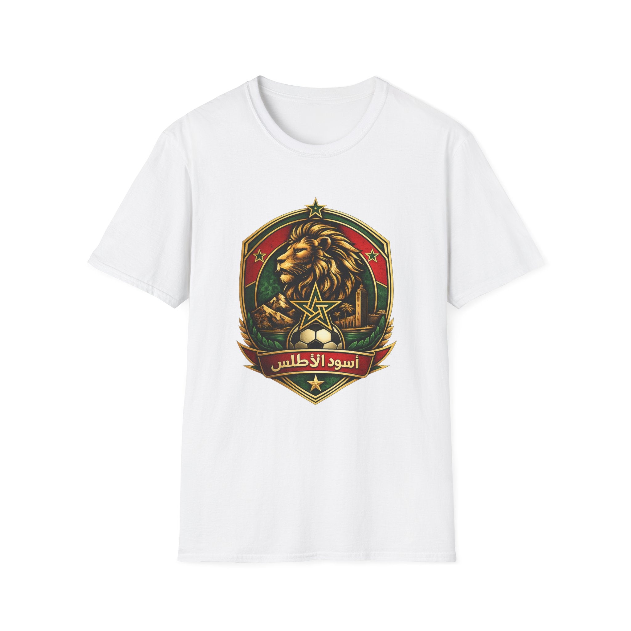 FIFA World Cup 2026 Morocco Lion Emblem T-Shirt — Arabic Script Retro Crest Tee - Oryggy