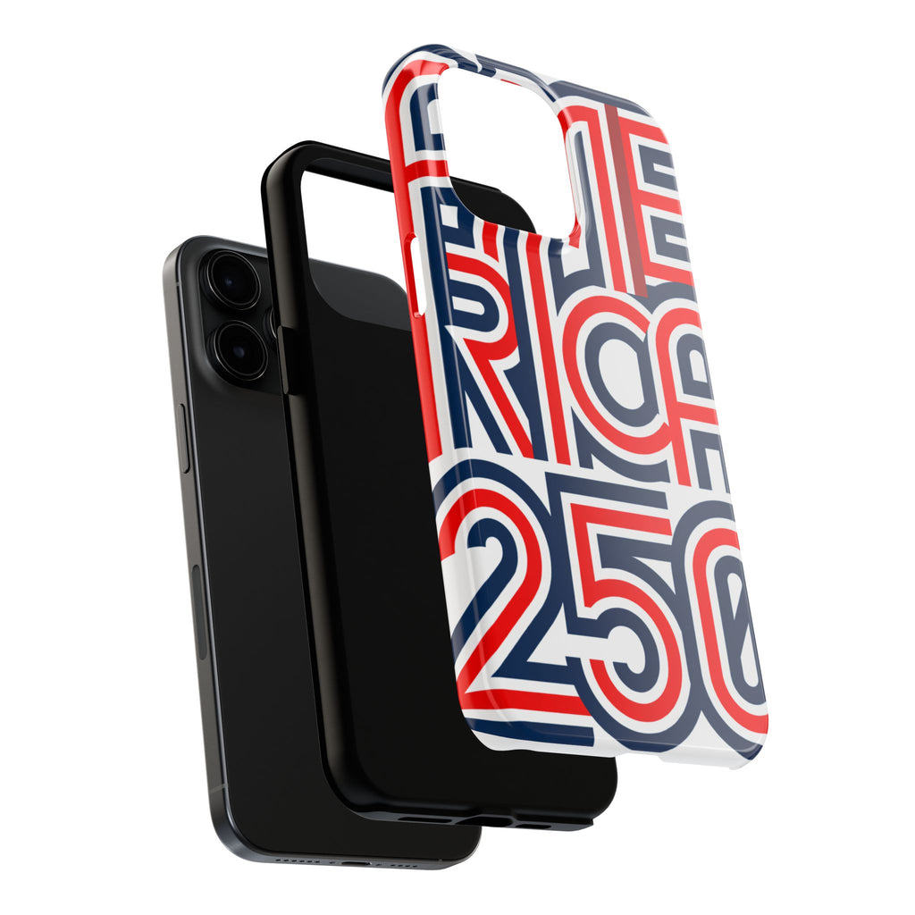 Patriotic 'America 250' Tough Phone Case – Red, White & Blue Retro Typography