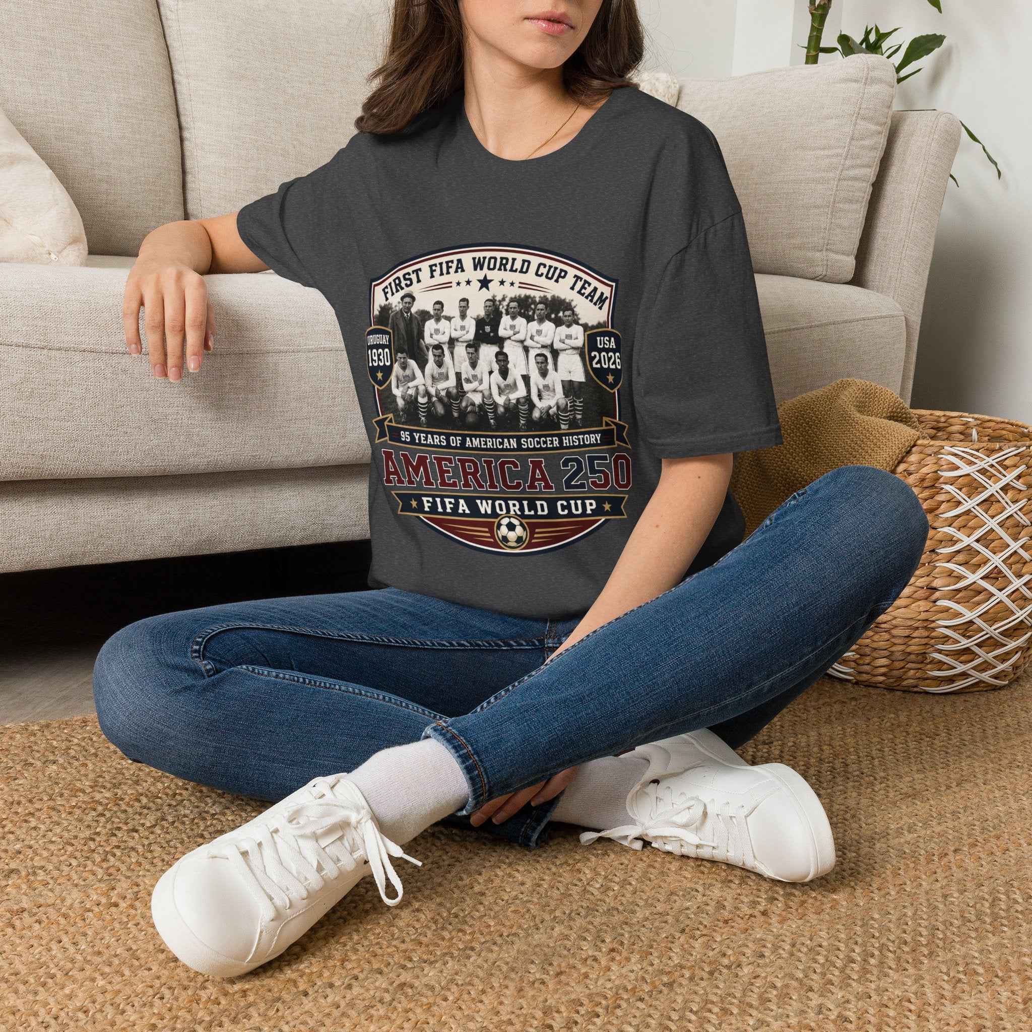 America 250 x FIFA World Cup 2026 USA Soccer Vintage Team T-Shirt — Uruguay 1930 Retro Soccer Tee