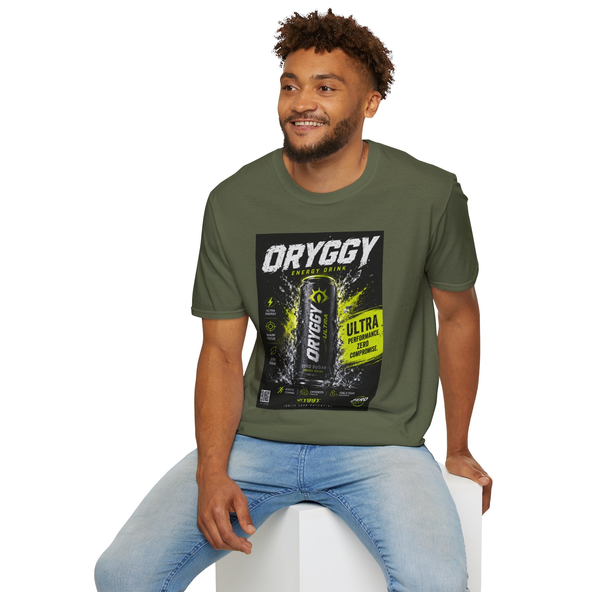 oryggy Originals Summer line Energy Drink T-Shirt — Neon Can Graphic Tee