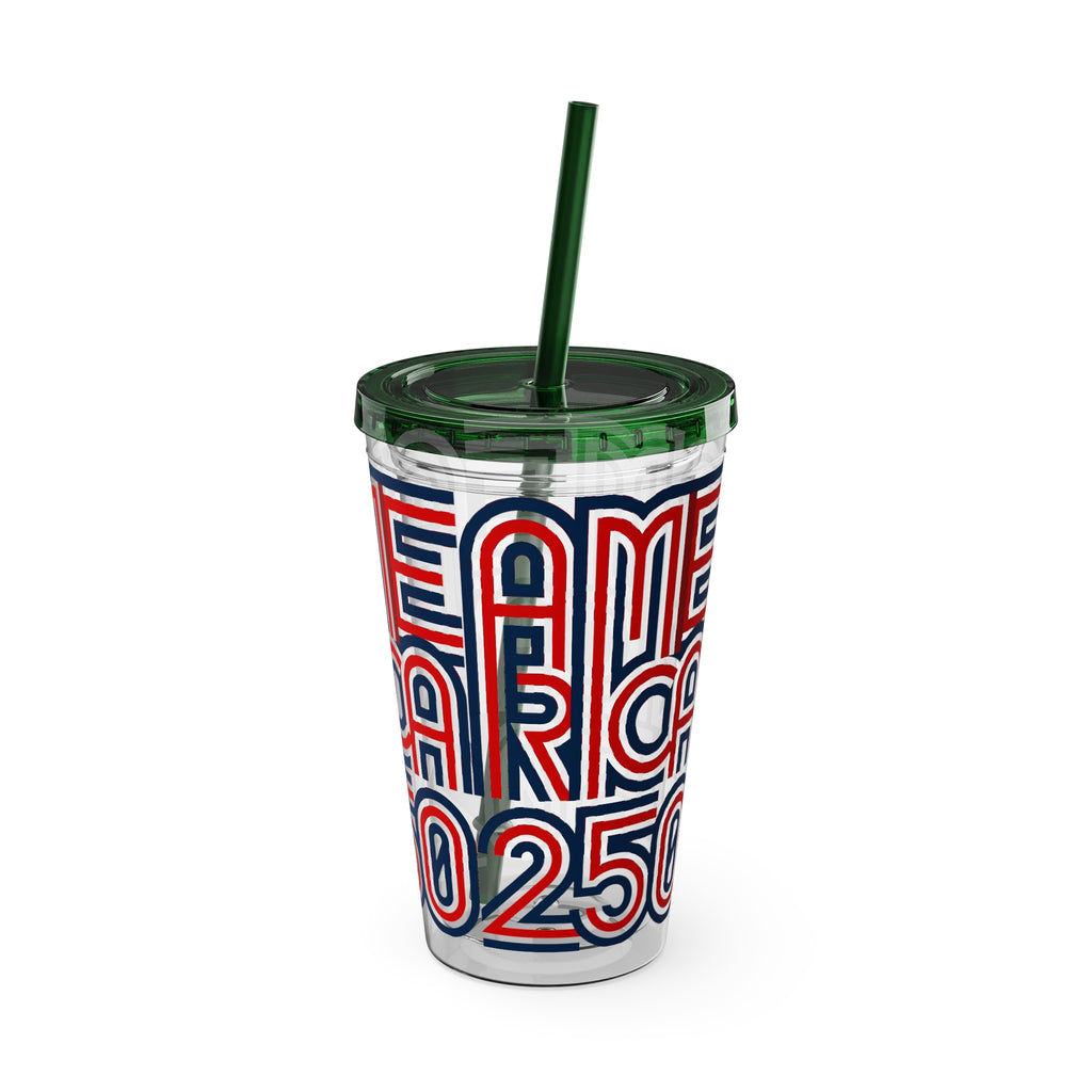 America 250 Tumbler | Patriotic Red White Blue Straw Cup