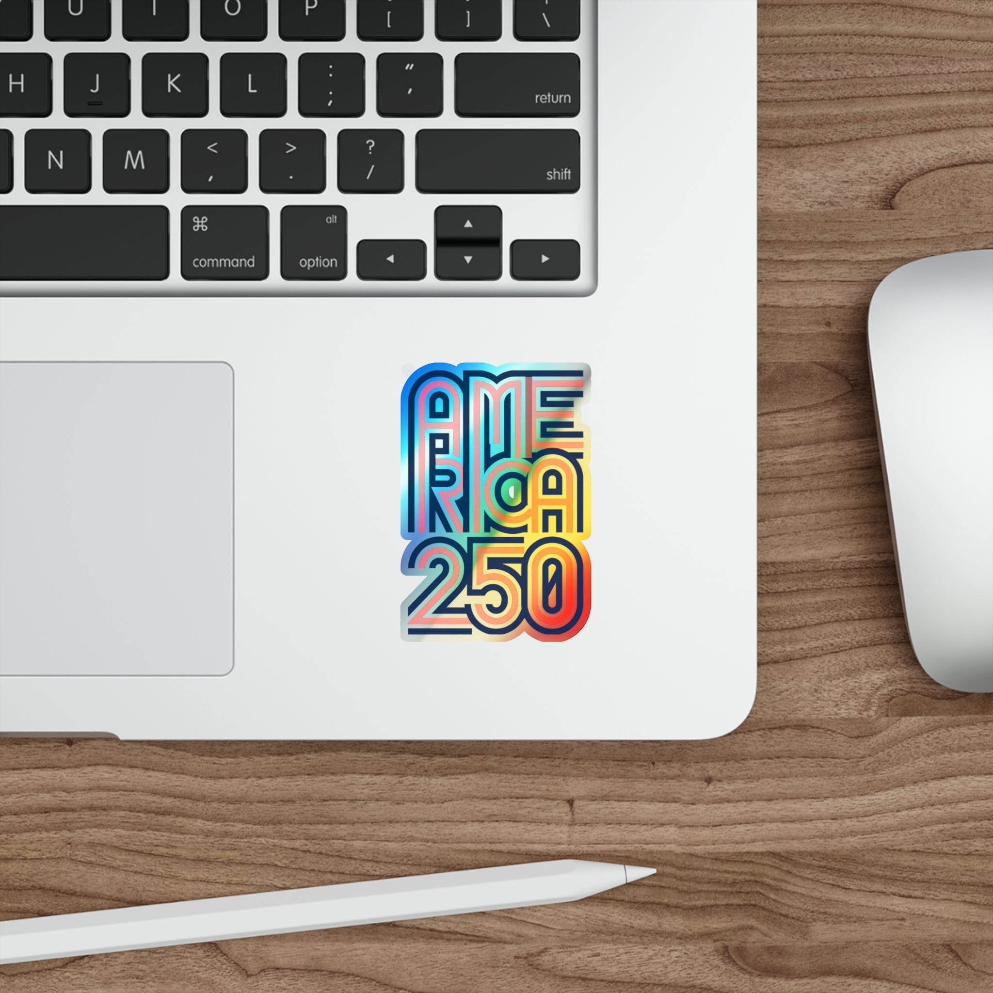 America 250 Retro Neon Typography Sticker | Holographic Die-cut Sticker