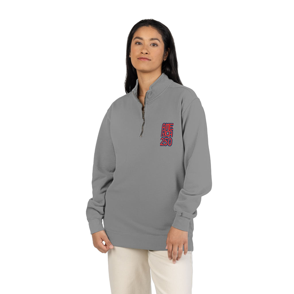 Quarter-Zip Sweatshirt — American Flag '250' Chest Logo