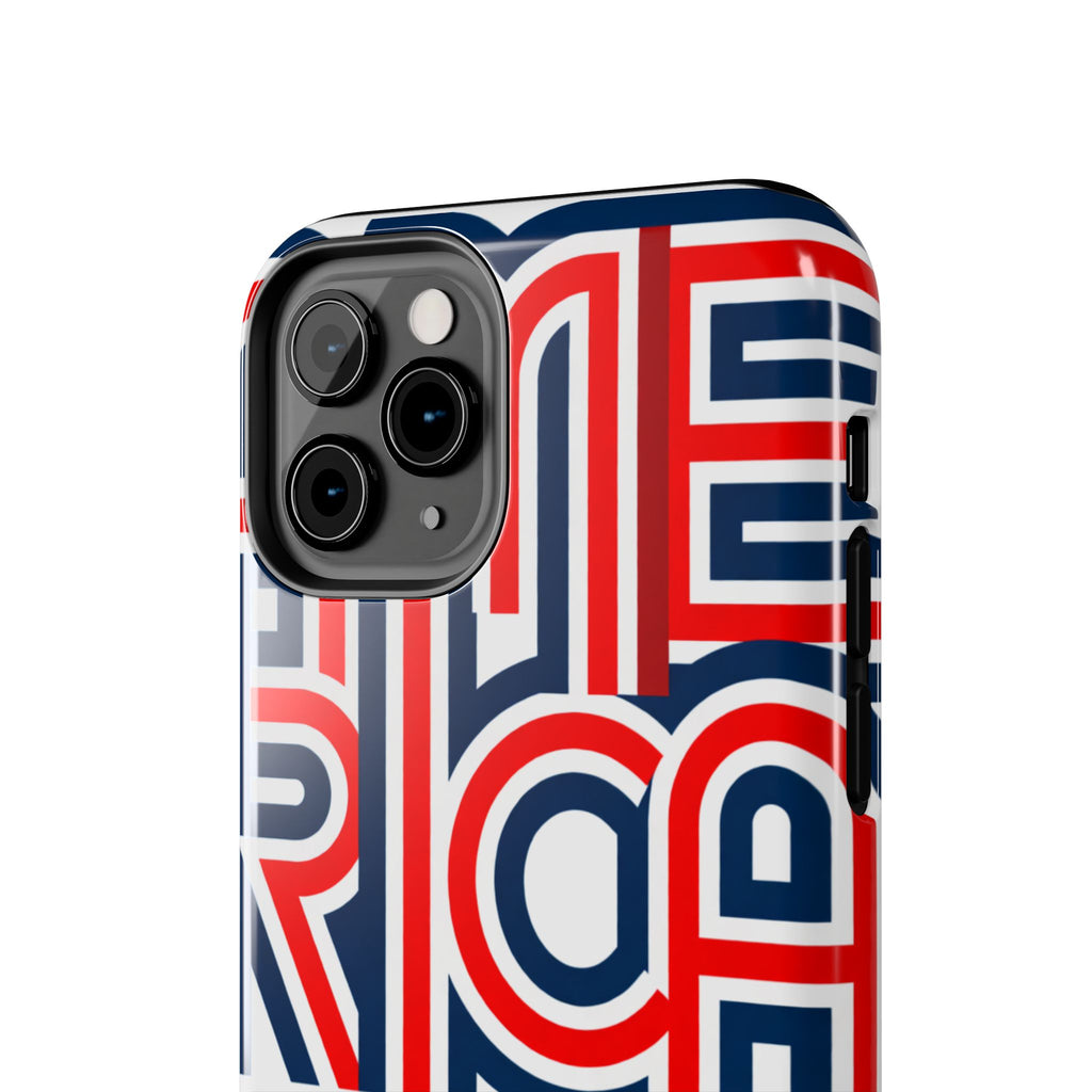 Patriotic 'America 250' Tough Phone Case – Red, White & Blue Retro Typography