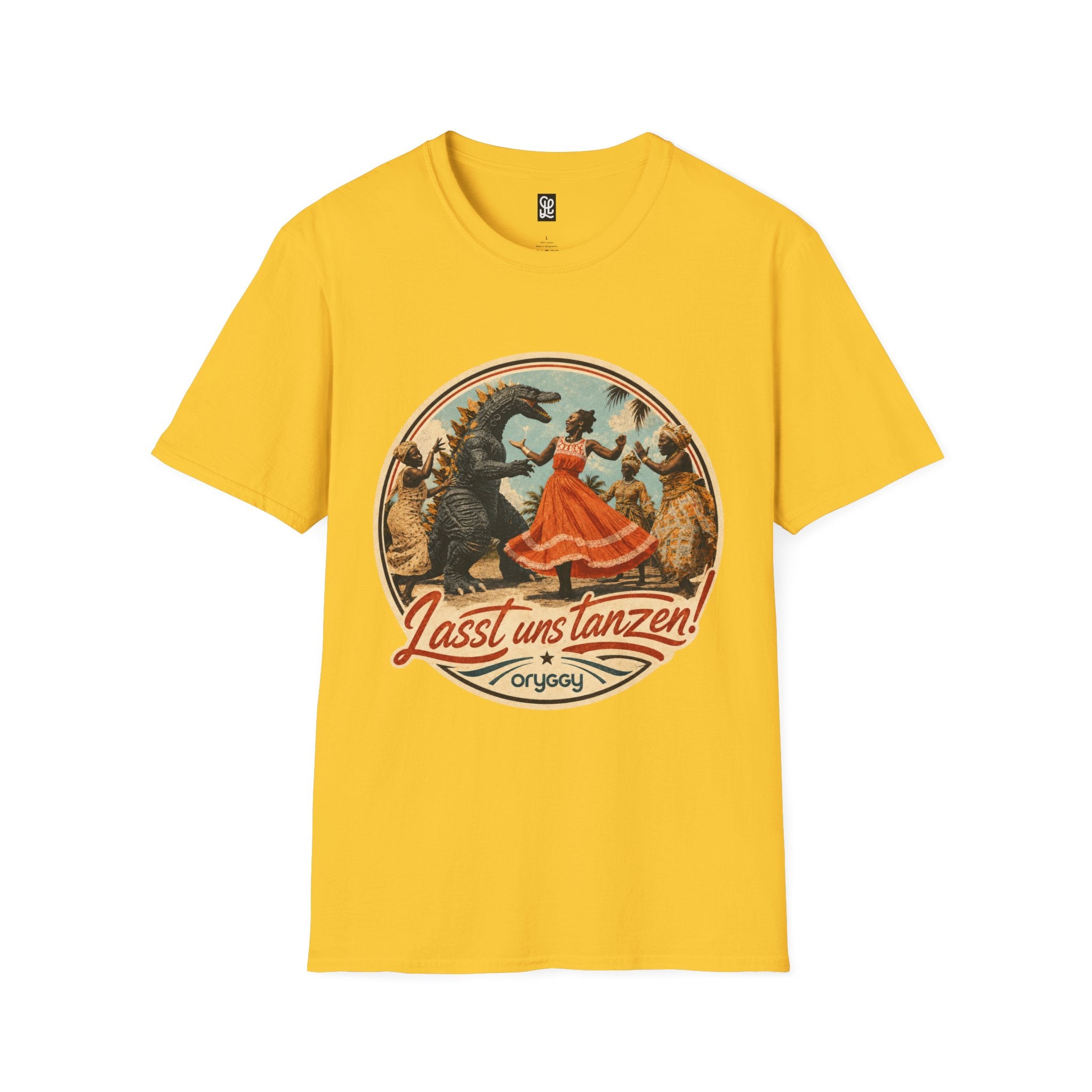 oryggy Originals Summer line Retro Dance Godzilla T-Shirt — Vintage 'Lasst uns tanzen' Graphic