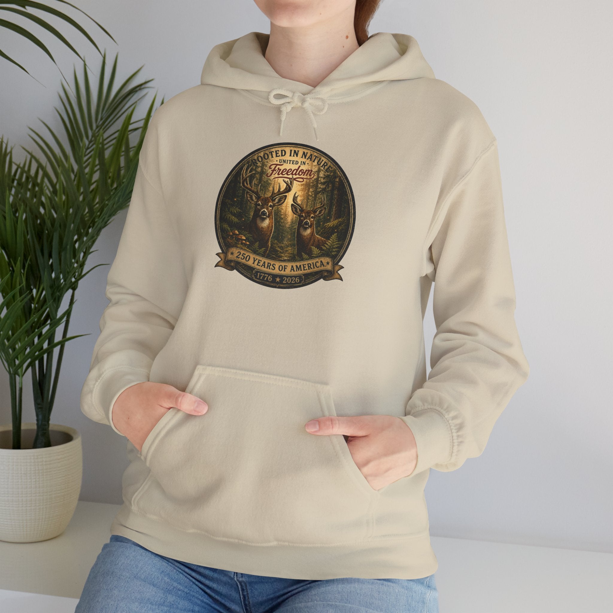 oryggy - america-250-unisex-heavy-blend™-hooded-sweatshirt-rooted-in-nature - Vintage Patriotic Apparel