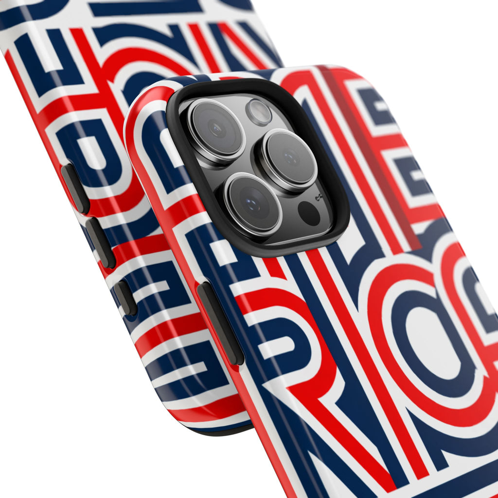 Patriotic 'America 250' Tough Phone Case – Red, White & Blue Retro Typography