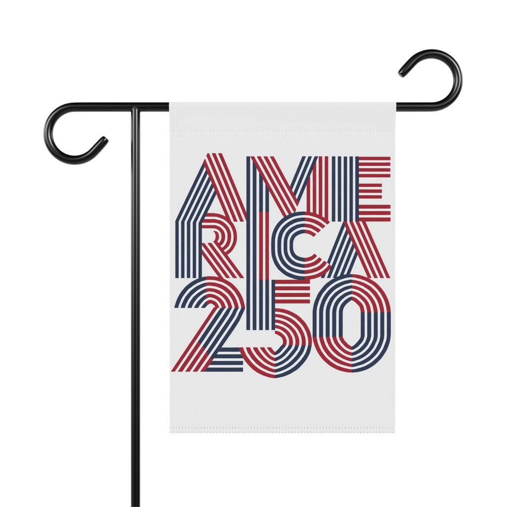 America 250 Garden & House Banner | Patriotic Flag Stripe Design