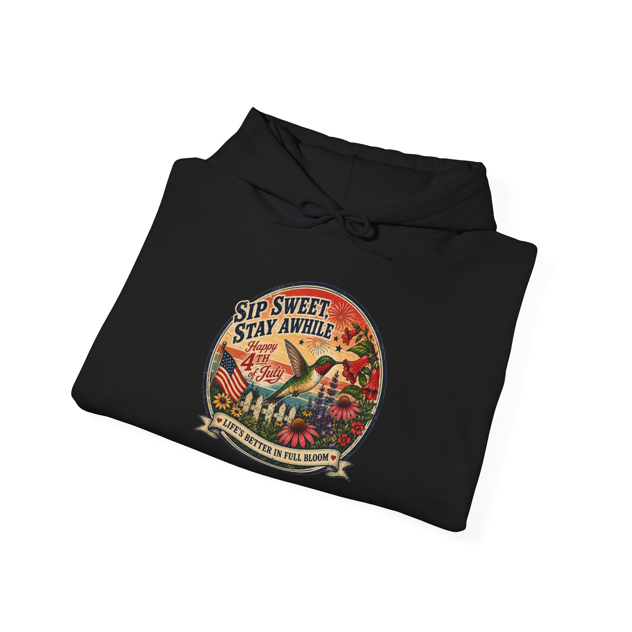 oryggy - america-250-unisex-heavy-blend™-hooded-sweatshirt-hummingbird-tee - Vintage Patriotic Apparel