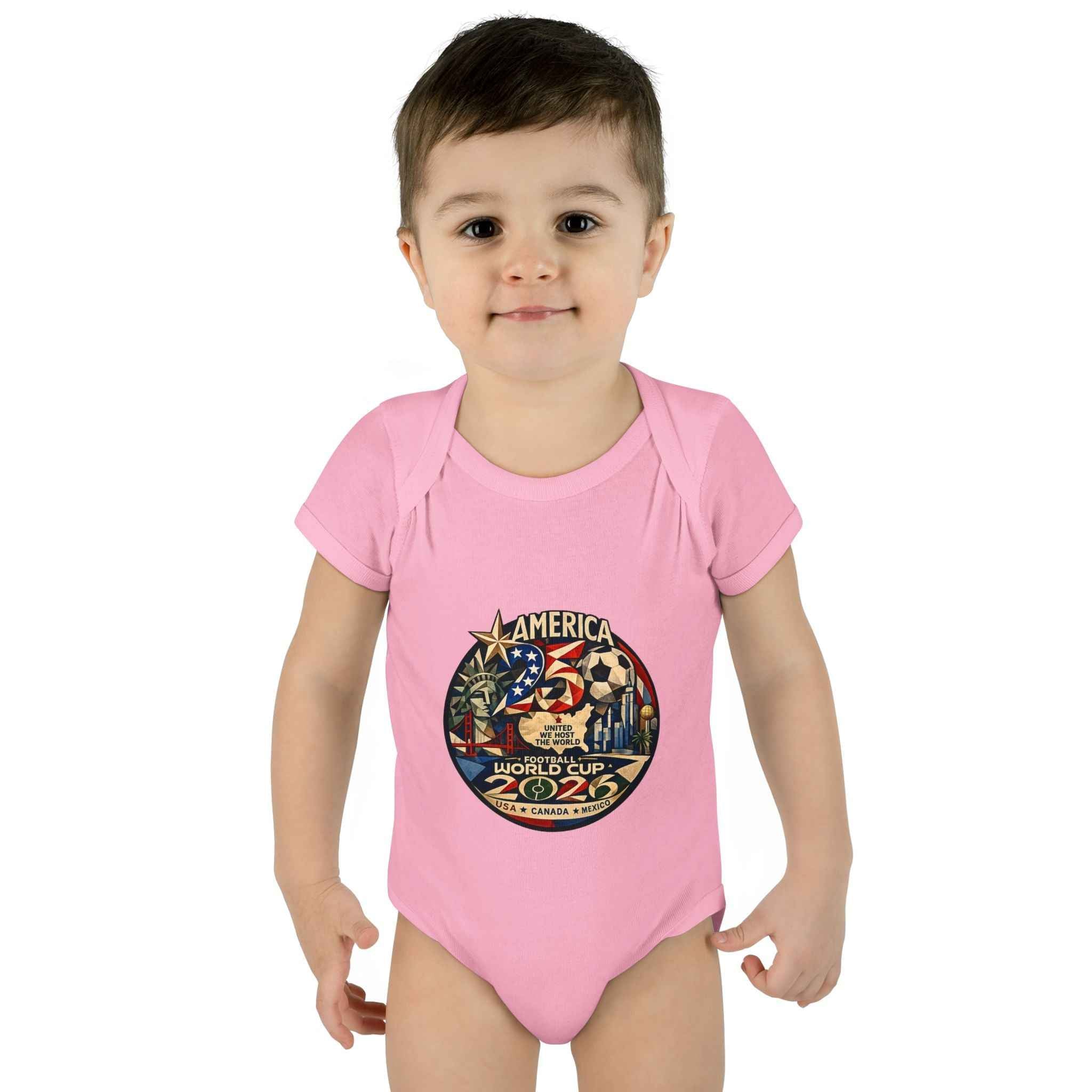 America 250 x FIFA World Cup 2026 Baby Bodysuit — Patriotic Infant Onesie for 250th Anniversary
