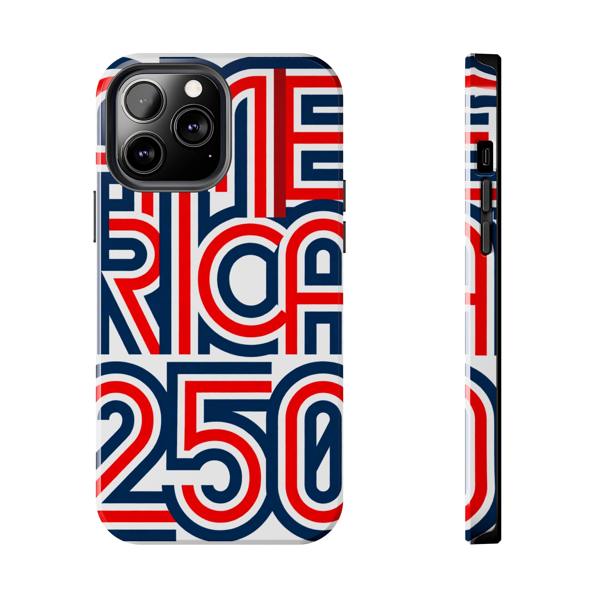 Patriotic 'America 250' Tough Phone Case – Red, White & Blue Retro Typography