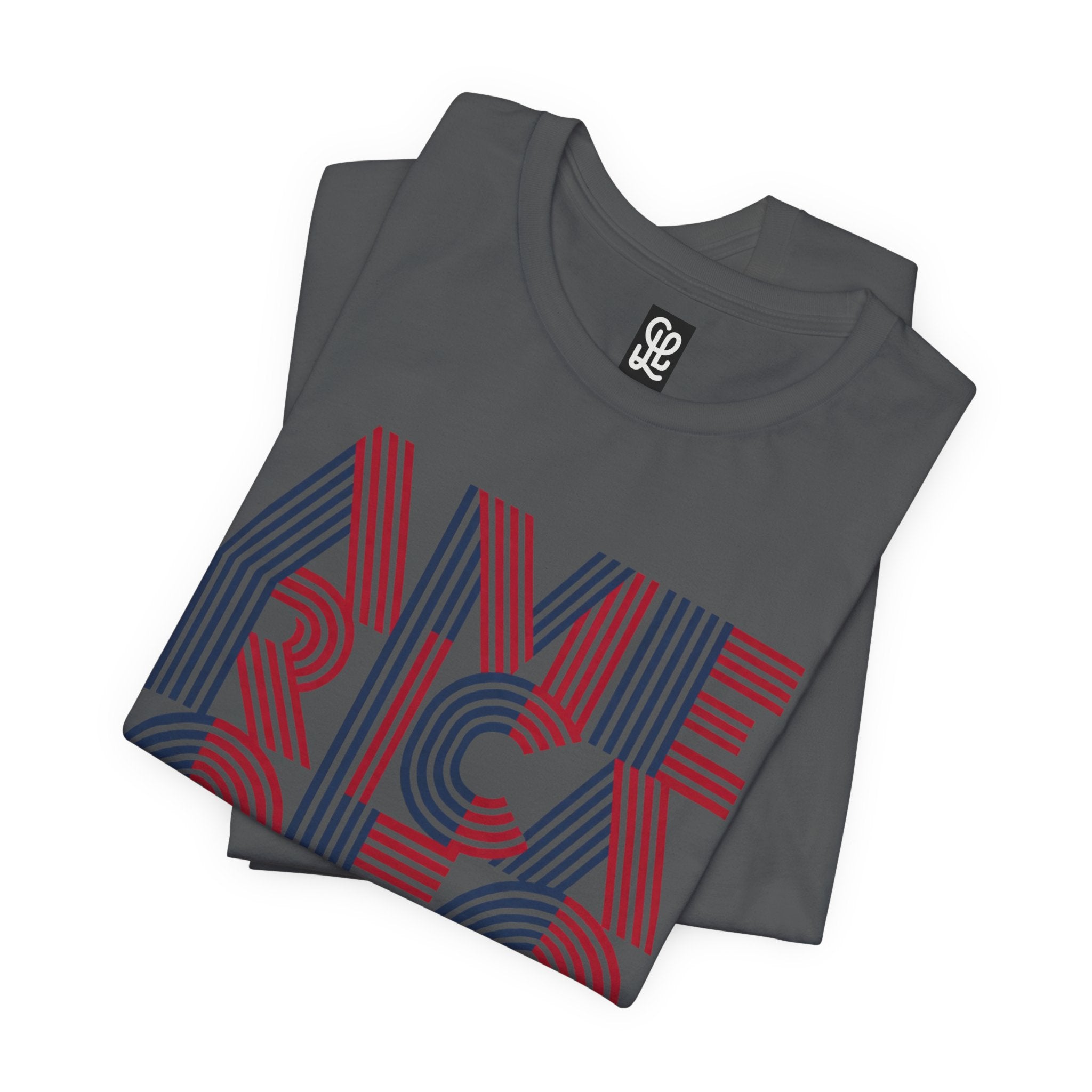America 250 Tee | Patriotic Red Blue Striped Typography
