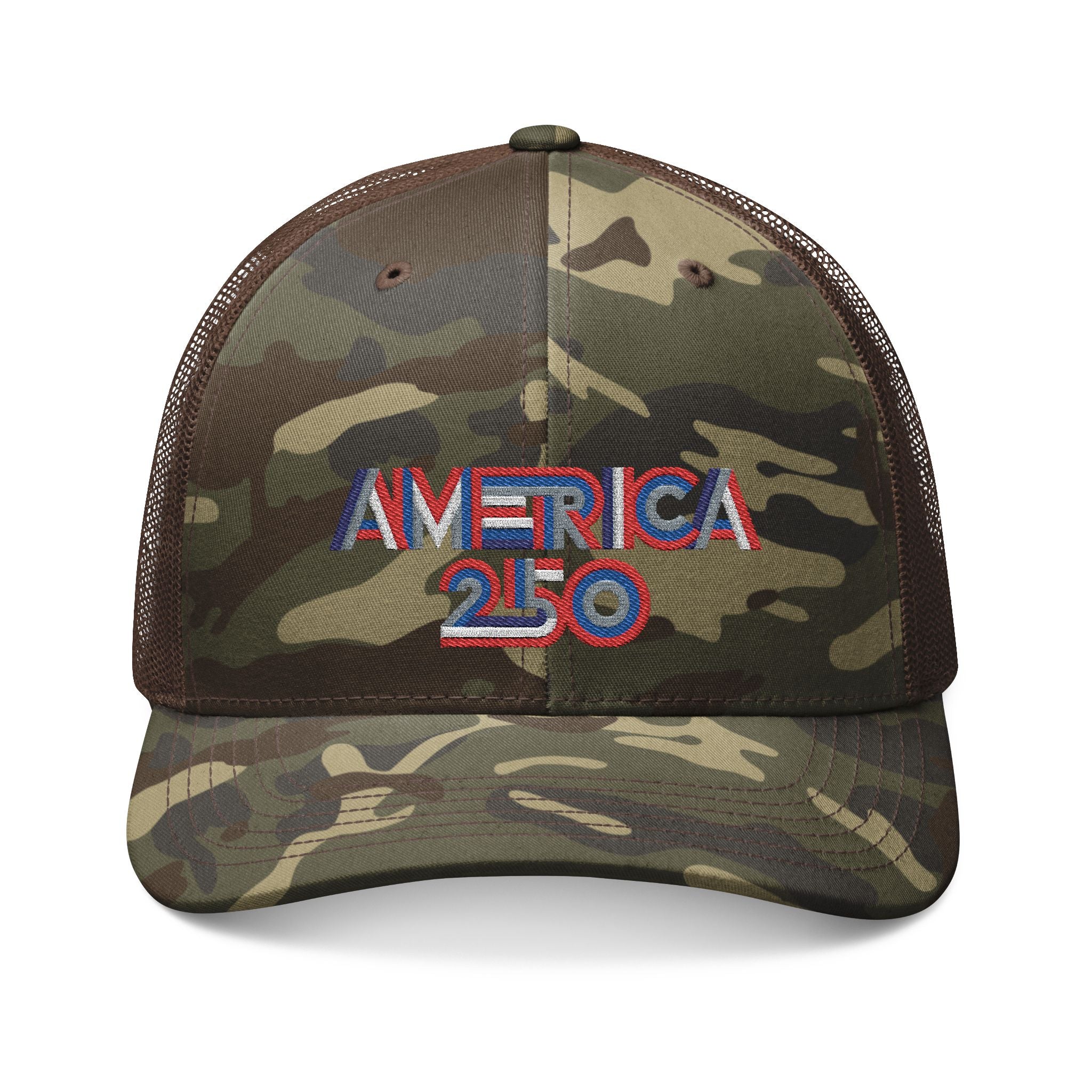 America 250 Embroidered Camo Trucker Hat
