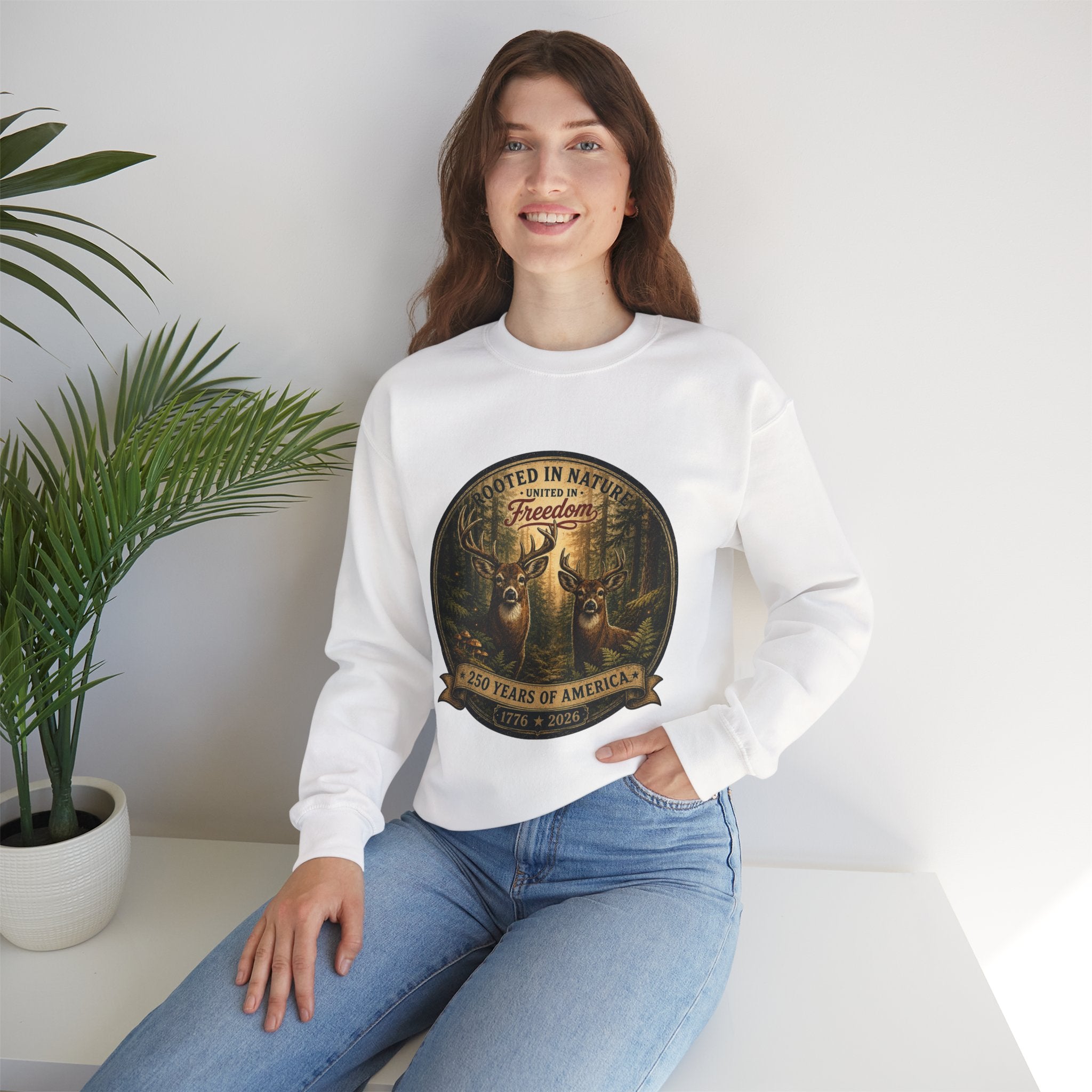 oryggy - america-250-unisex-heavy-blend™-crewneck-sweatshirt-rooted-in-nature - Vintage Patriotic Apparel