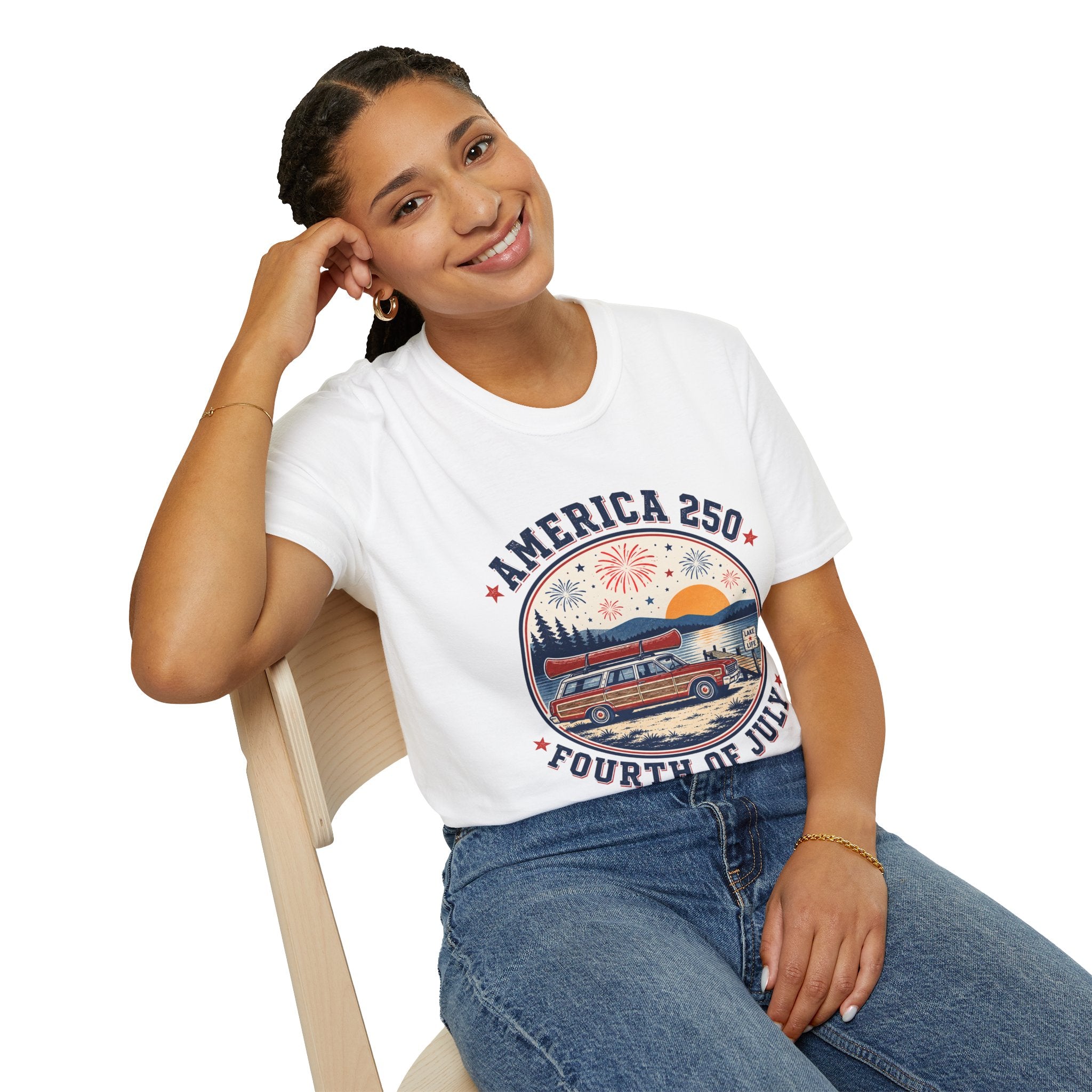 oryggy - america-250-fourth-of-july-personalized-t-shirt-patriotic-fireworks-sunset-tee - Vintage Patriotic Apparel