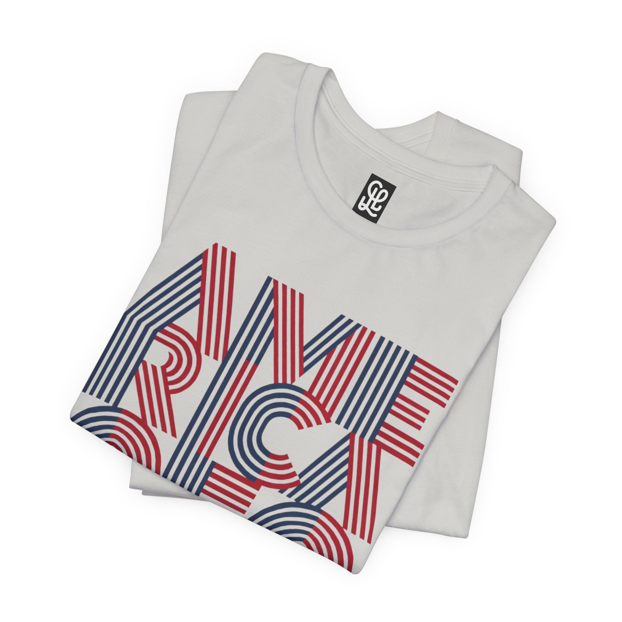 America 250 Tee | Patriotic Red Blue Striped Typography