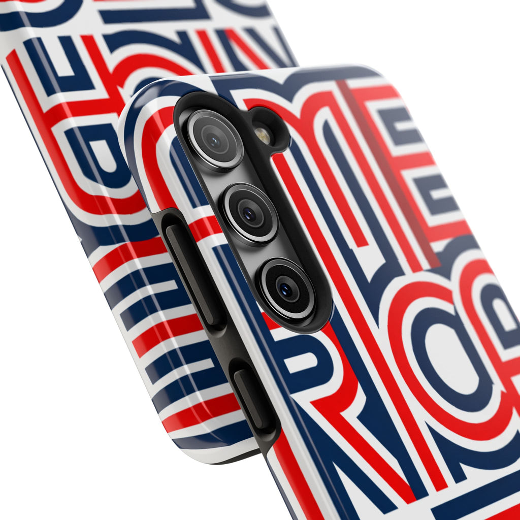 Patriotic 'America 250' Tough Phone Case – Red, White & Blue Retro Typography