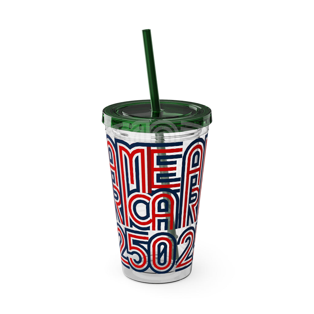 America 250 Tumbler | Patriotic Red White Blue Straw Cup