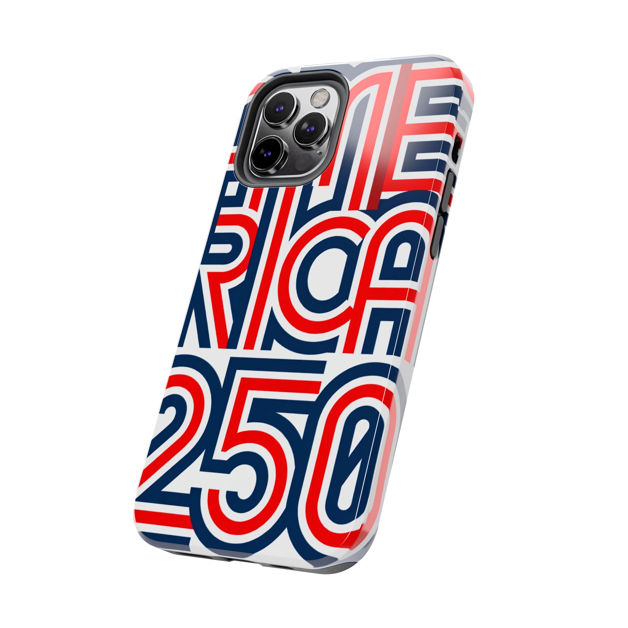 Patriotic 'America 250' Tough Phone Case – Red, White & Blue Retro Typography