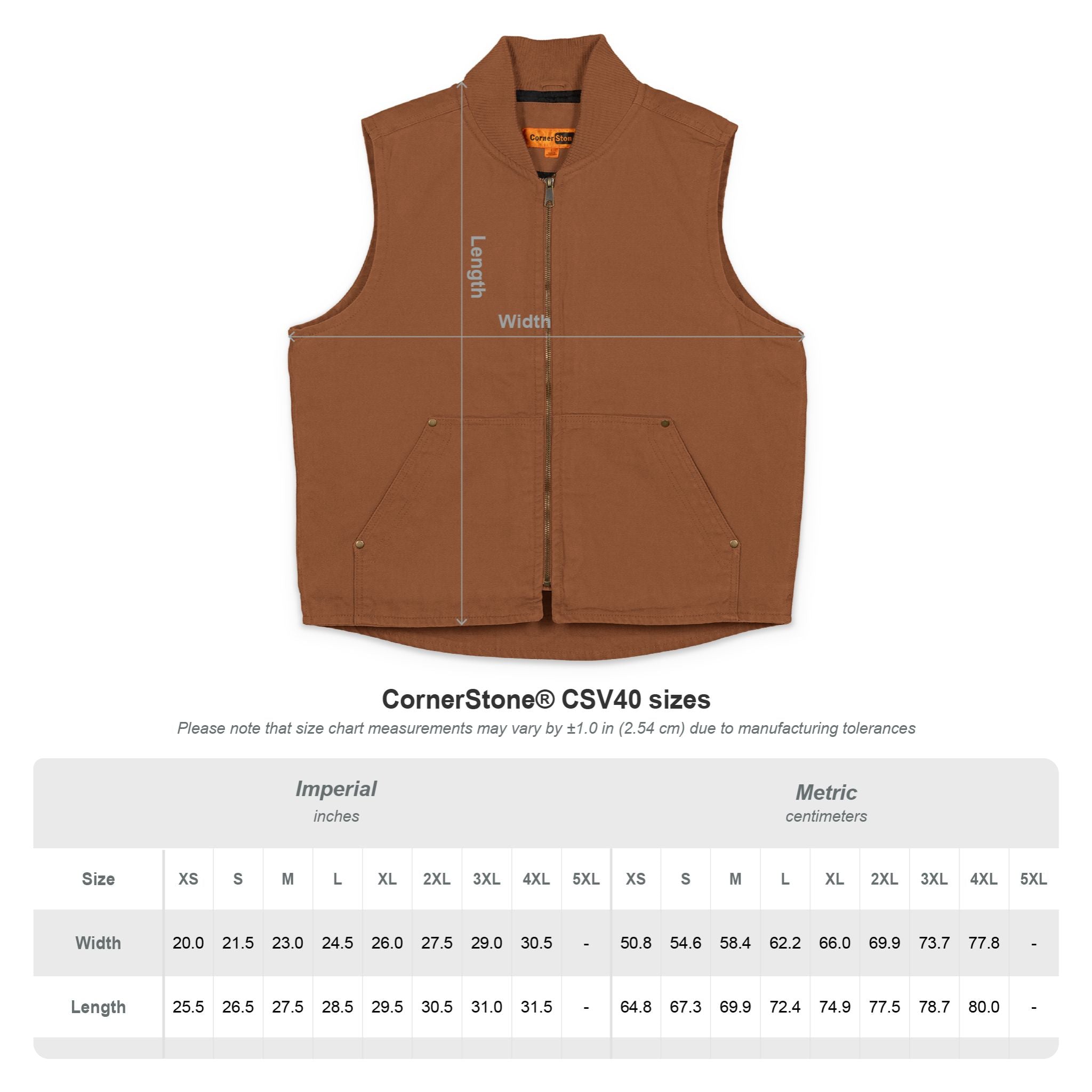America 250 Embroidered Workwear Duck Cloth Vest — Durable Brown Utility Vest with Logo Patch