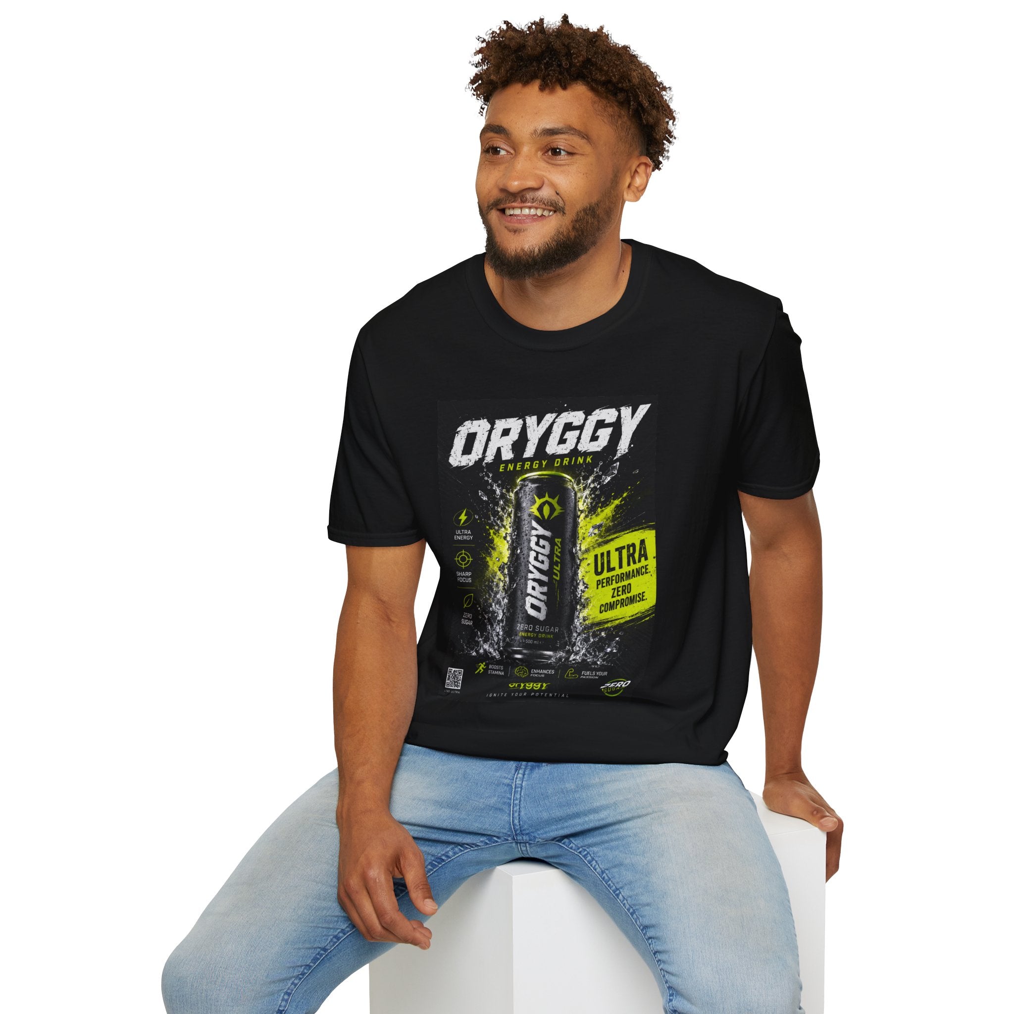oryggy Originals Summer line Energy Drink T-Shirt — Neon Can Graphic Tee