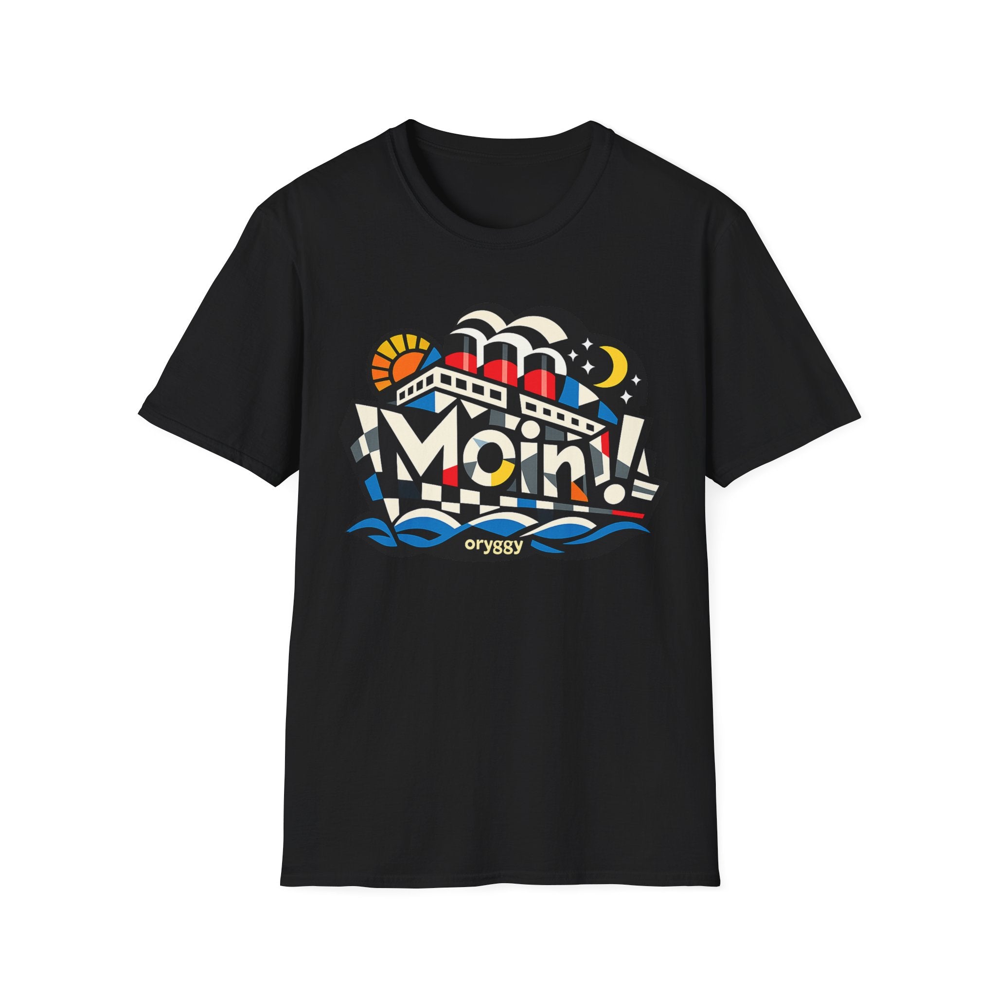 oryggy Originals Summer line T-Shirt — Colorful Retro Nautical 'Moin!' Graphic Tee