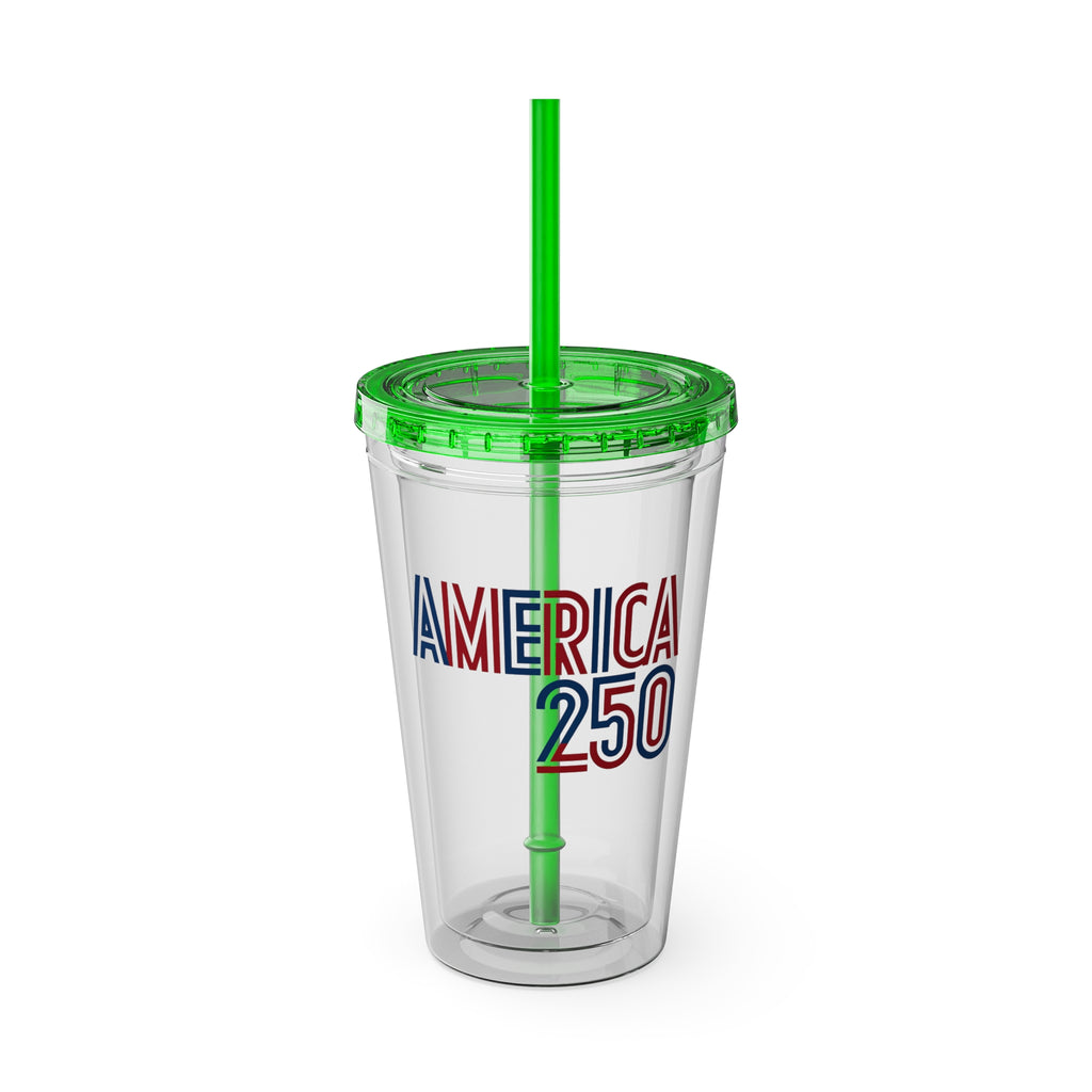 America 250 Tumbler | 16oz Clear Straw Cup