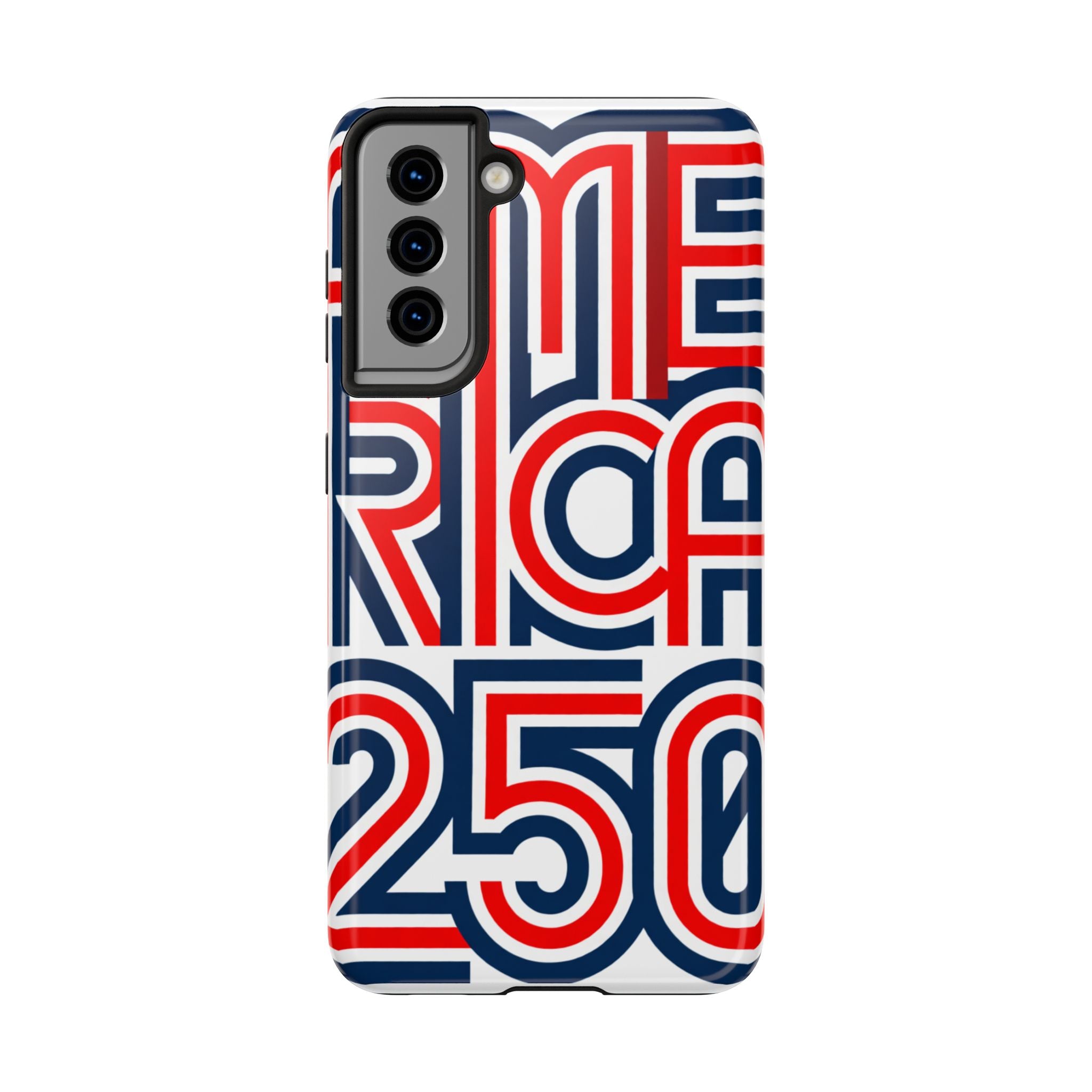Patriotic 'America 250' Tough Phone Case – Red, White & Blue Retro Typography