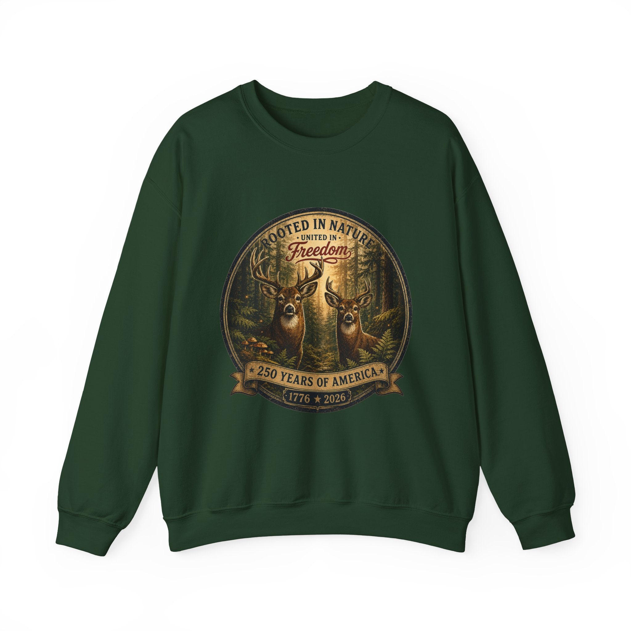 oryggy - america-250-unisex-heavy-blend™-crewneck-sweatshirt-rooted-in-nature - Vintage Patriotic Apparel