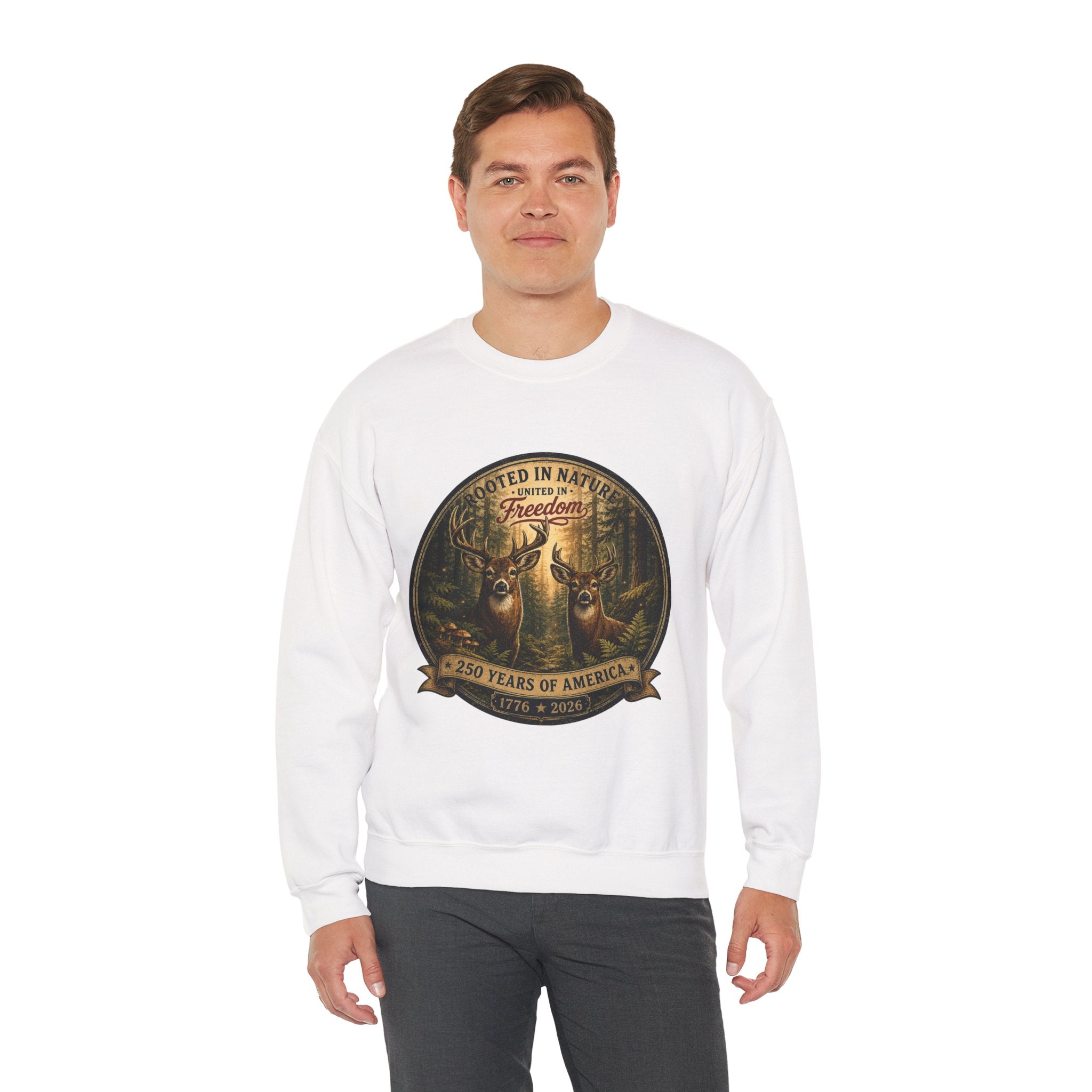 oryggy - america-250-unisex-heavy-blend™-crewneck-sweatshirt-rooted-in-nature - Vintage Patriotic Apparel