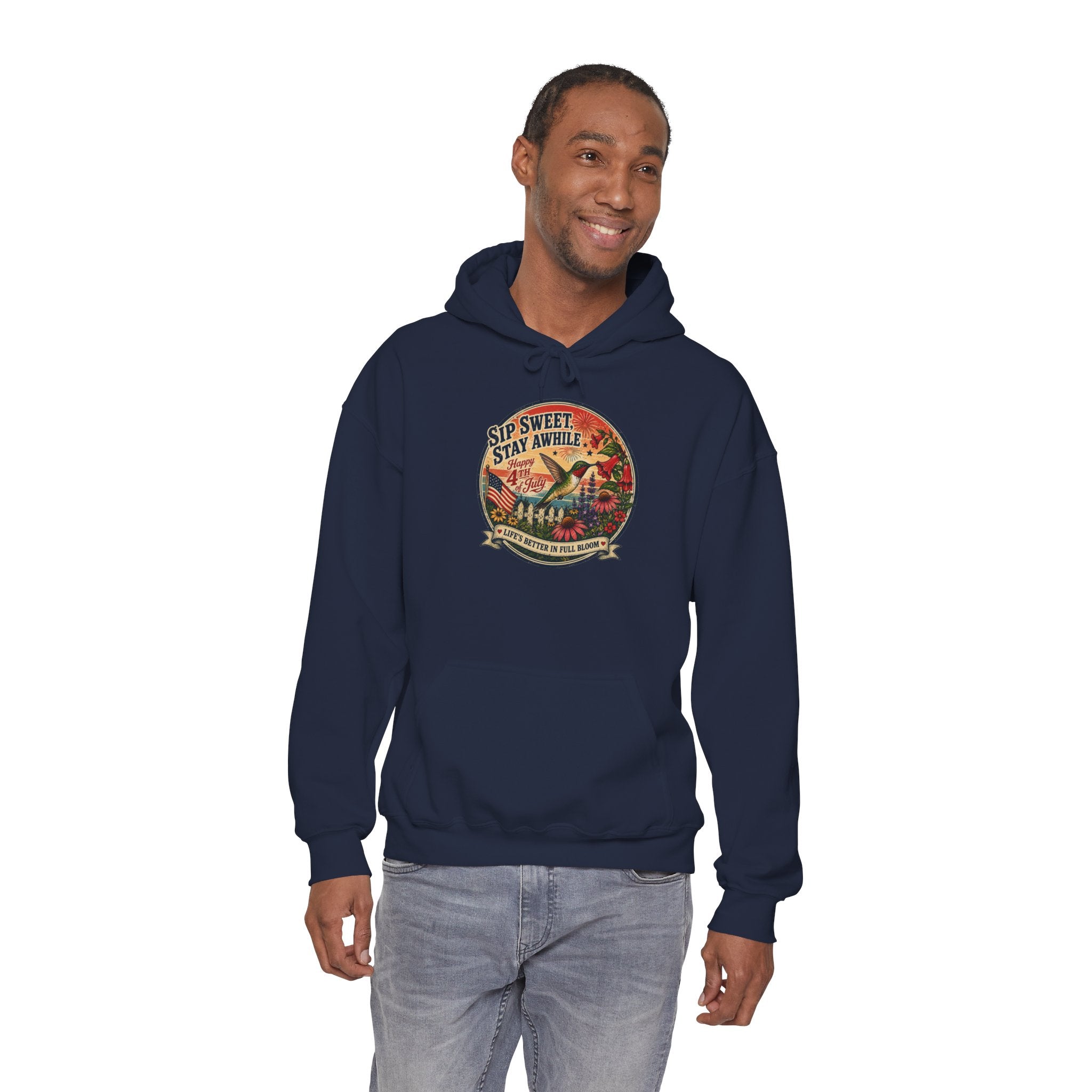 oryggy - america-250-unisex-heavy-blend™-hooded-sweatshirt-hummingbird-tee - Vintage Patriotic Apparel