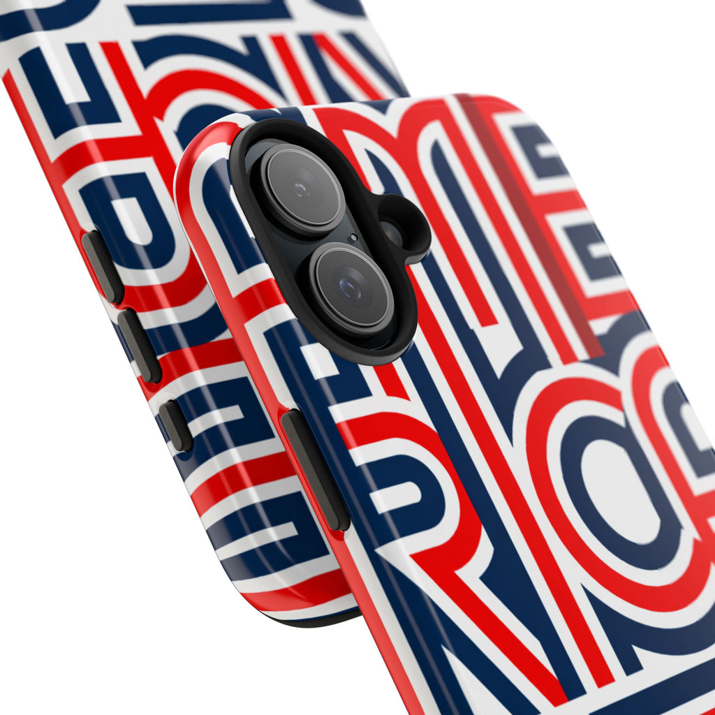 Patriotic 'America 250' Tough Phone Case – Red, White & Blue Retro Typography