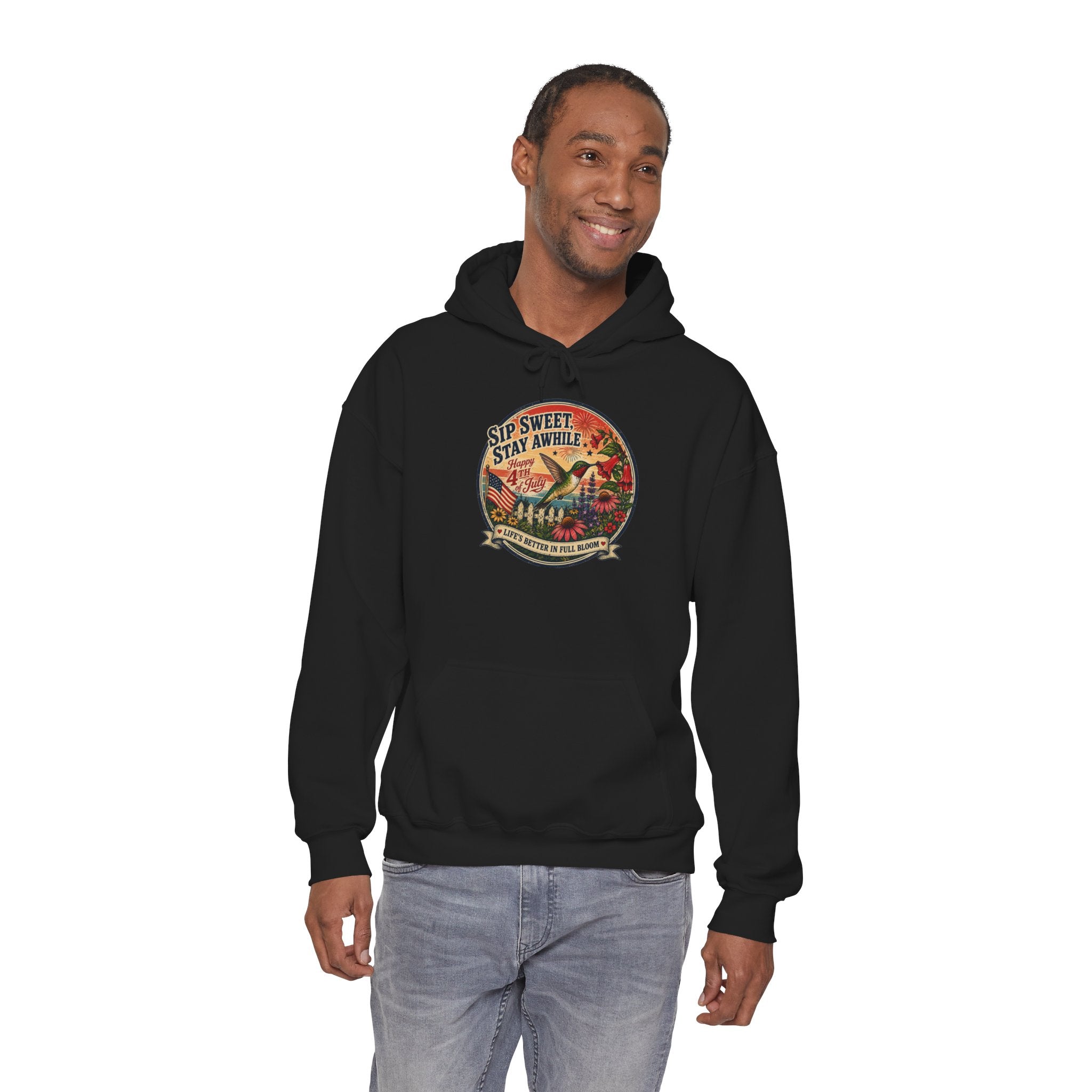 oryggy - america-250-unisex-heavy-blend™-hooded-sweatshirt-hummingbird-tee - Vintage Patriotic Apparel