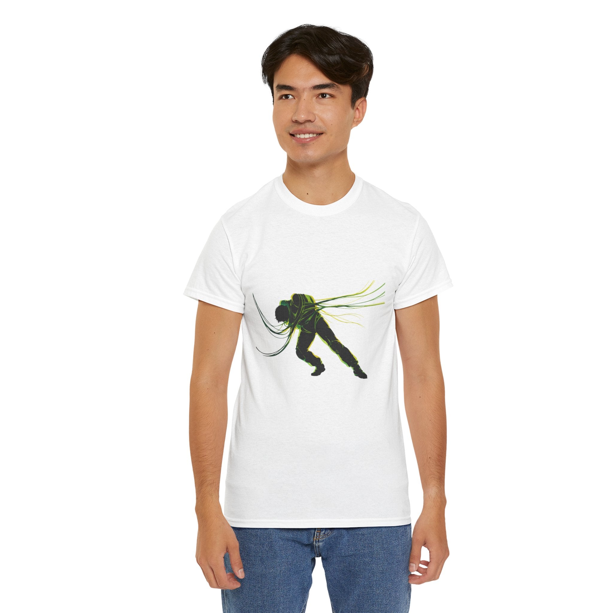 oryggy Originals Summer line Tied Silhouette Tee — Neon Sci‑Fi Astronaut Graphic T-Shirt