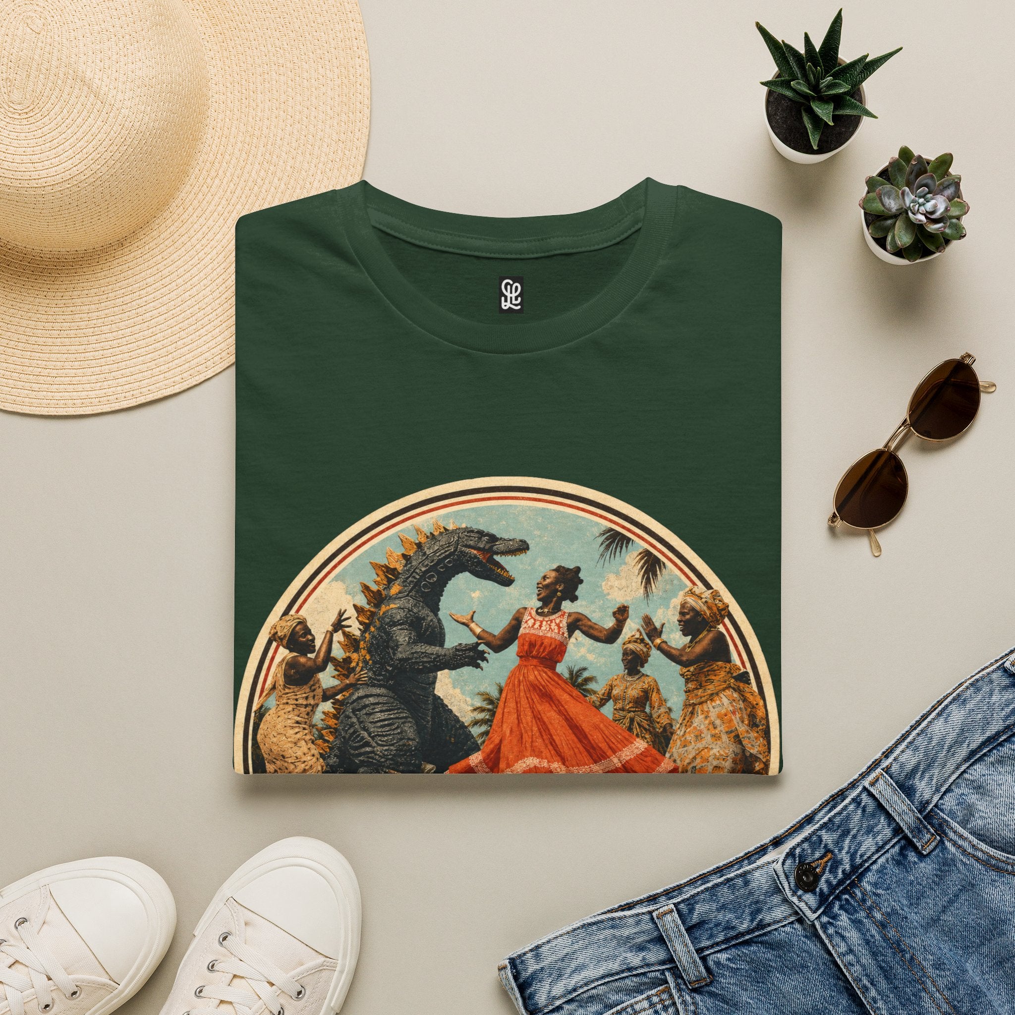 oryggy Originals Summer line Retro Dance Godzilla T-Shirt — Vintage 'Lasst uns tanzen' Graphic