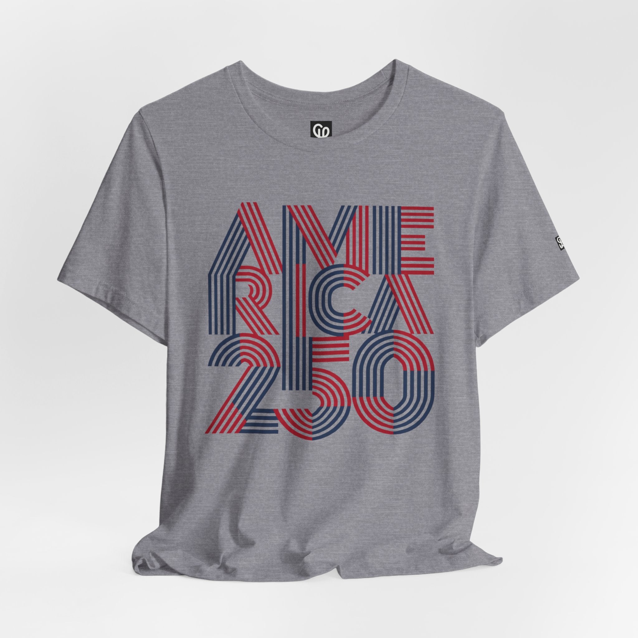 America 250 Tee | Patriotic Red Blue Striped Typography