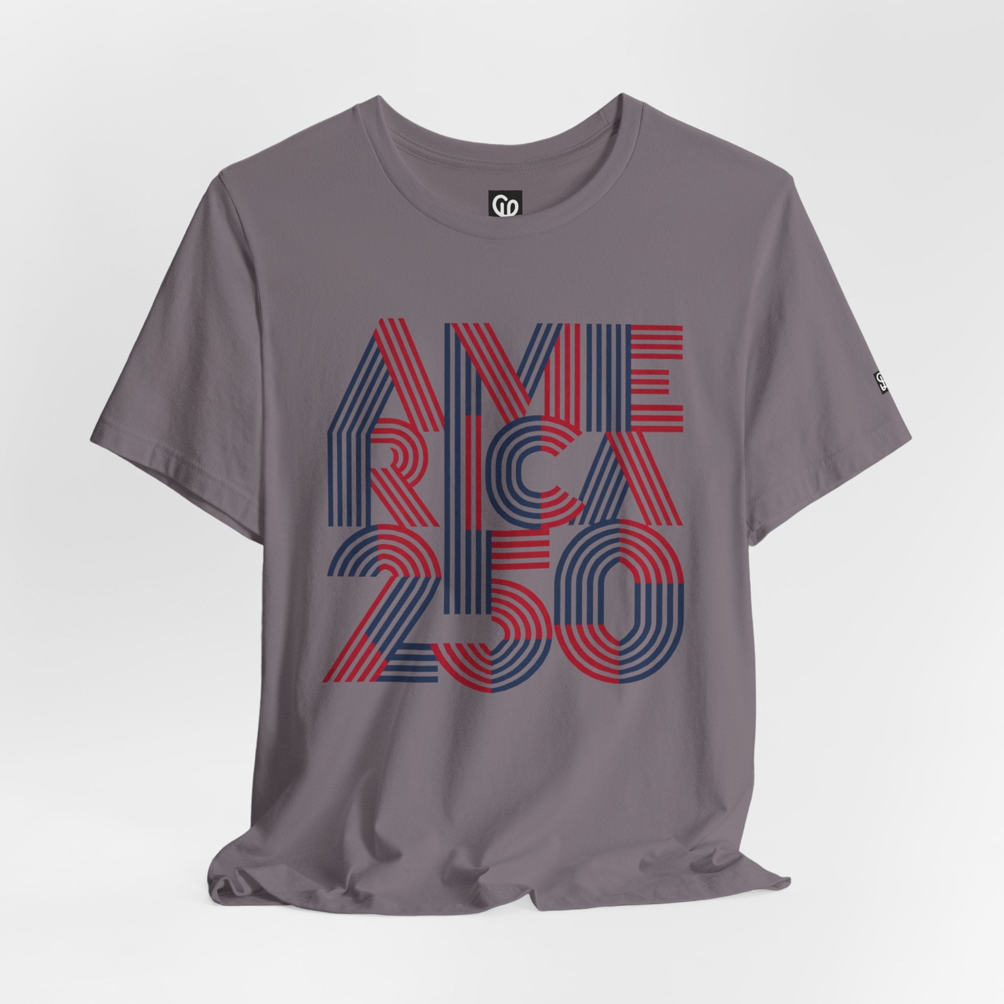 America 250 Tee | Patriotic Red Blue Striped Typography